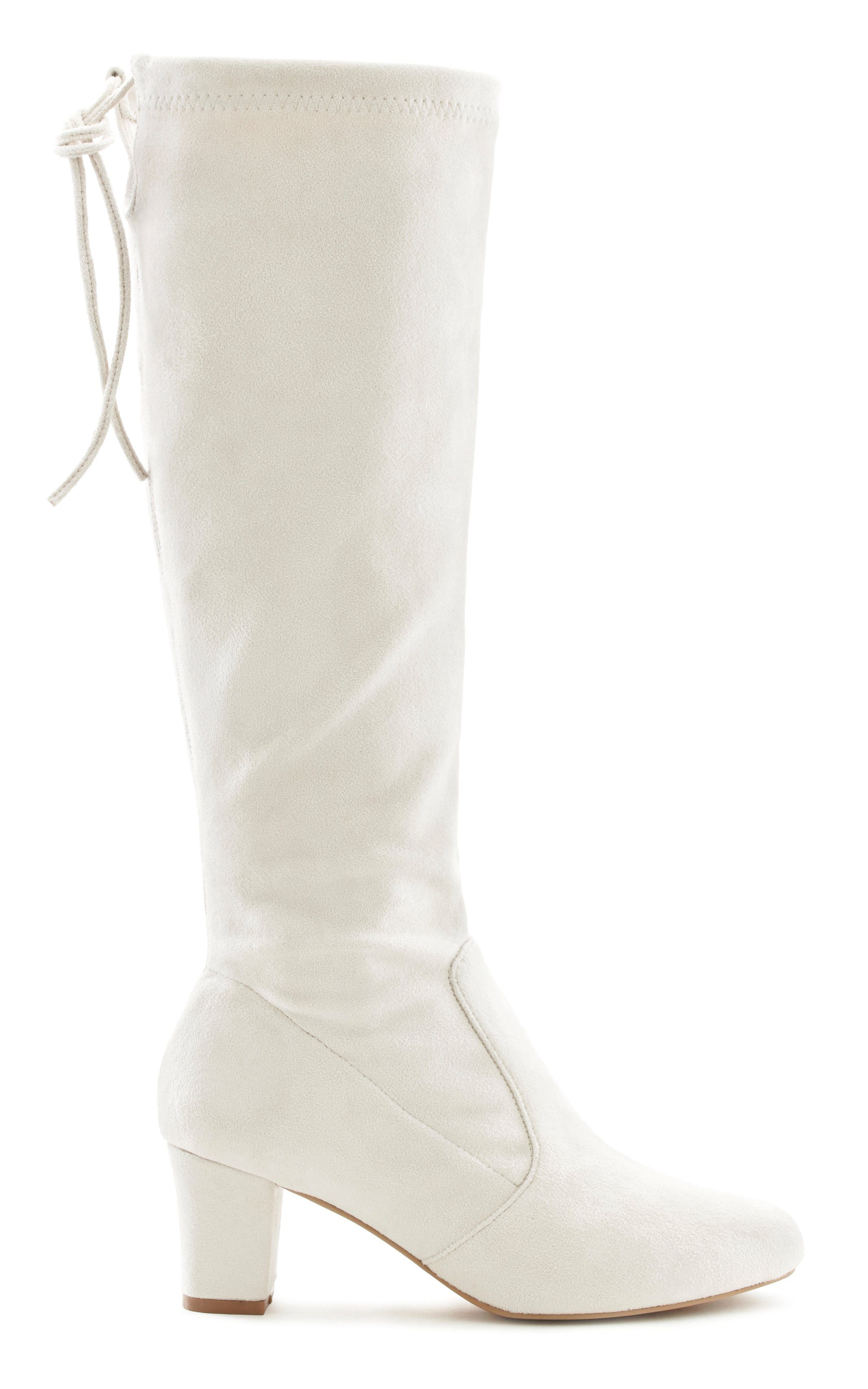 LASCANA Schlupfboots, Slouchy Boots, Slip-On, Schlupfstiefel aus stretchigem Material mit Blockabsatz in elegantem Design
