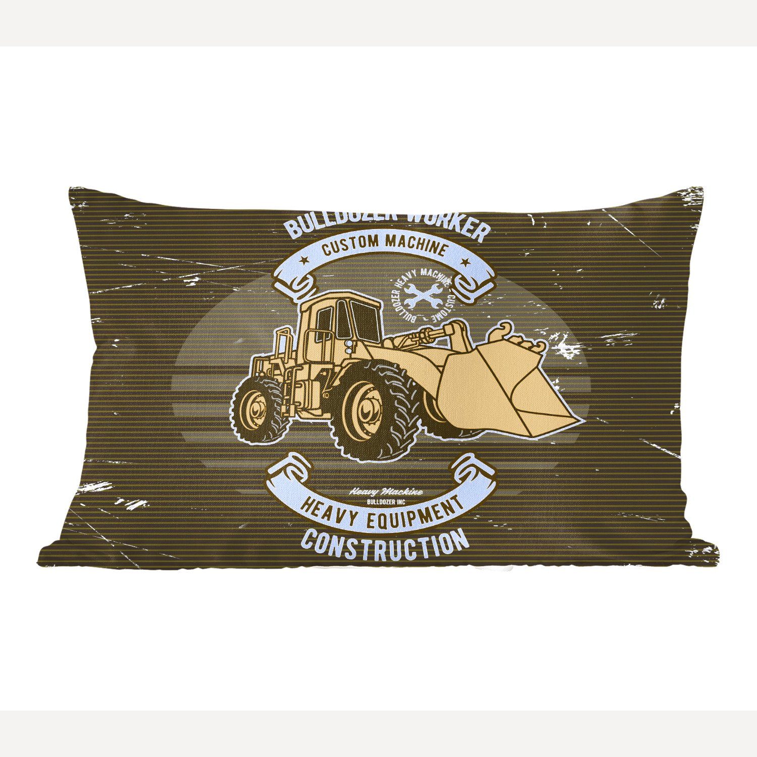 Füllung, Angebot, - mit Vintage Schlafzimmer Bulldozer - Dekokissen Dekokissen MuchoWow Wohzimmer Dekoration, Zierkissen,