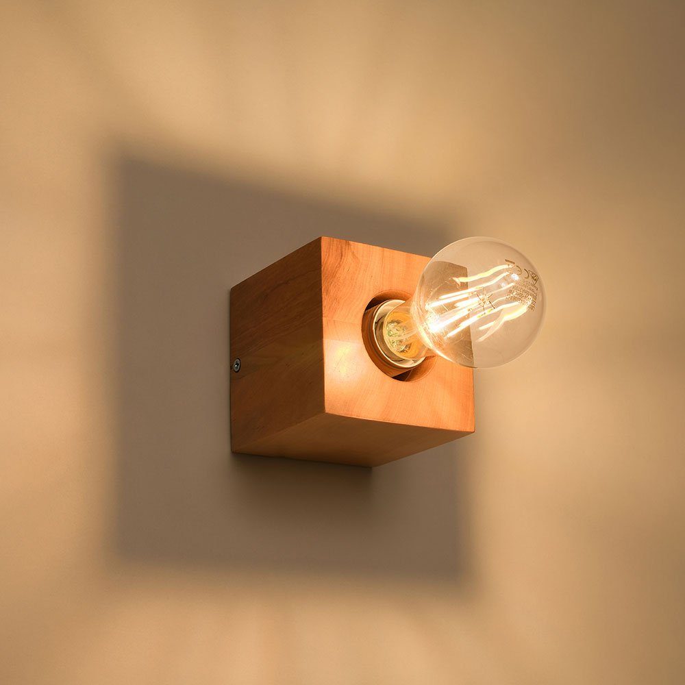 Holzleuchte nicht Wandleuchte, Wohnzimmer Leuchtmittel Landhausstil Holzlampe in Wandlampe inklusive, etc-shop Wandleuchte