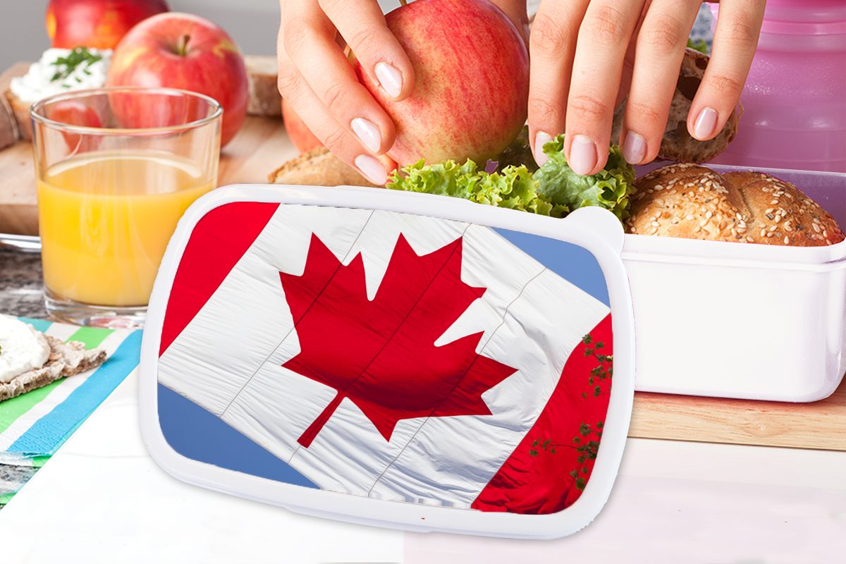 MuchoWow Lunchbox Riesige Jungs für und Brotbox Erwachsene, Mädchen (2-tlg), Flagge Baumzweigen, Brotdose, und Kinder für mit weiß kanadische Kunststoff