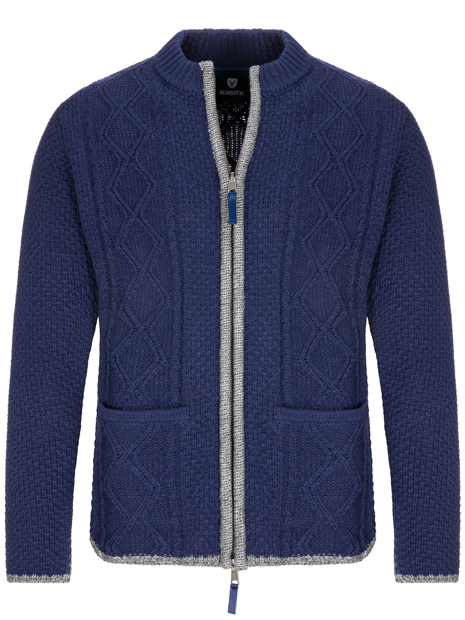 Almbock Trachtenstrickjacke Strickjacke Chris (1-tlg) navy blau