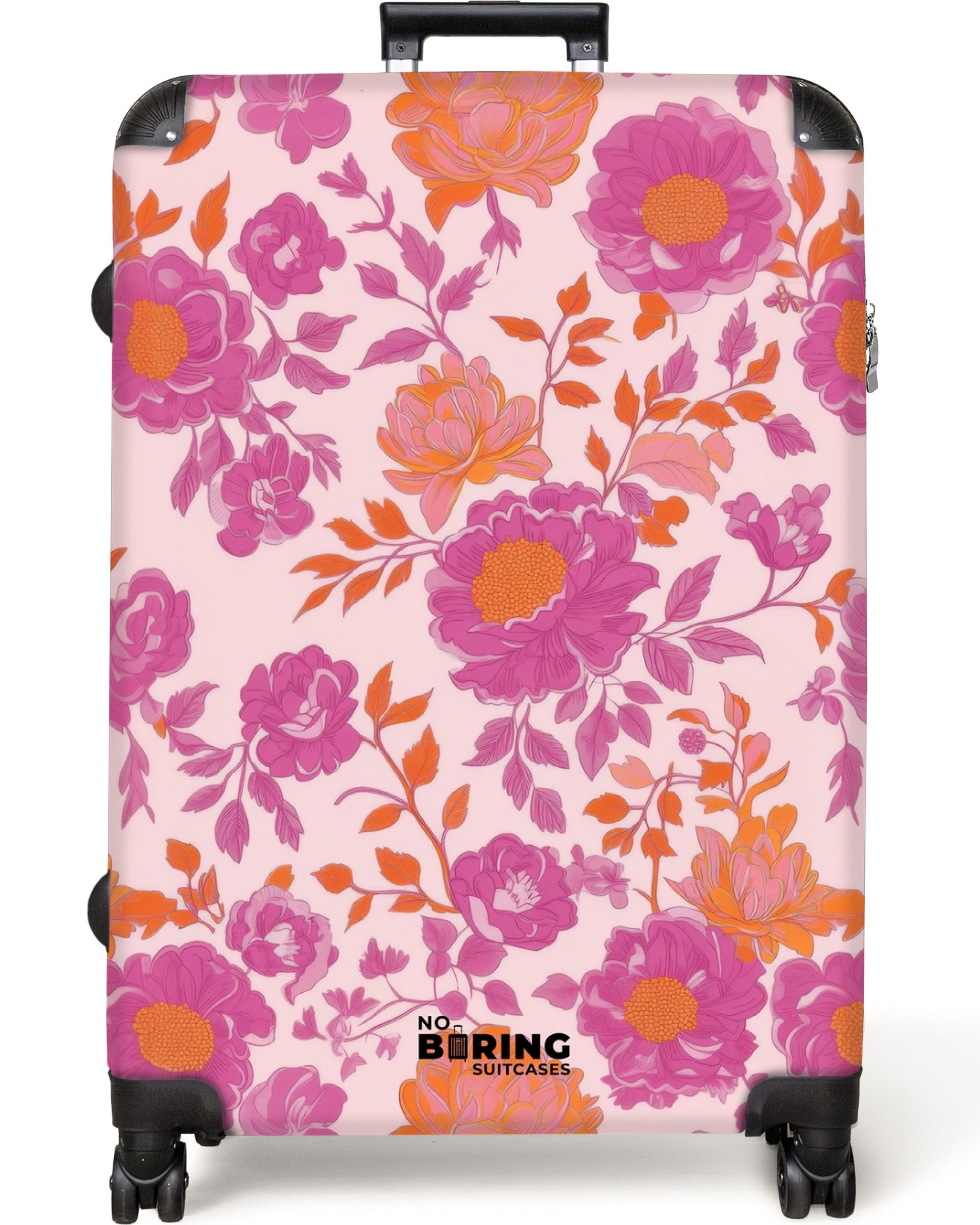 NoBoringSuitcases.com© Hartschalen-Trolley Lila Blumen mit rosa günstig online kaufen
