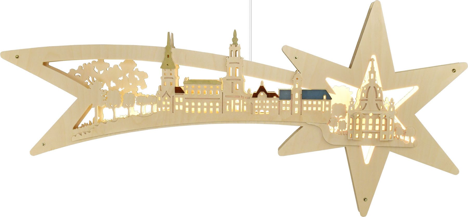 RATAGS LED Fensterbild Fensterbild Sternschweif Dresden, farbige Dächer, LED fest integriert, LED