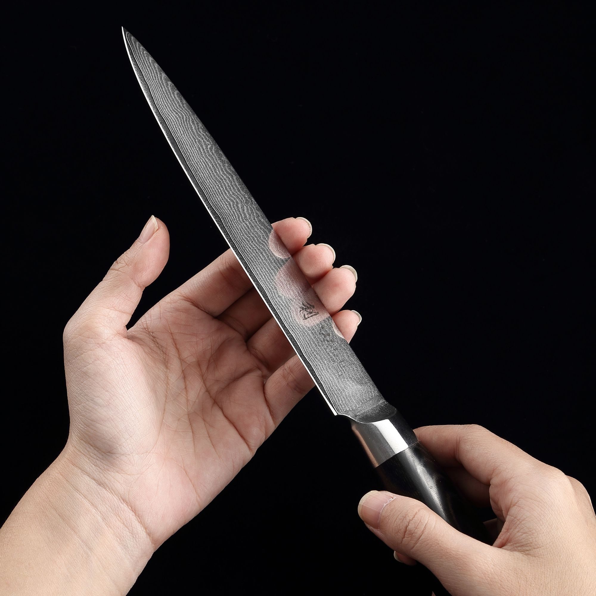 Wakoli Tranchiermesser Mikata Tranchiermesser Küchenmesser 18 cm Klinge Micartagriff, aus 67 Lagen Damaststahl, VG10 Kern