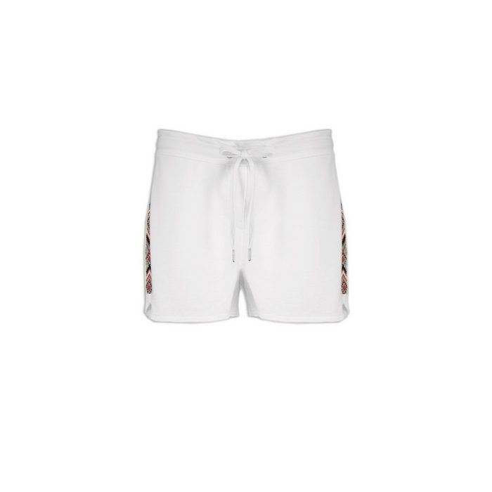XOX Sweathose XOX Sweat Shorts Jogger Pants kurz Ethno Muster mit Pailletten weiß - Fair Trade Shorts kurze Hose