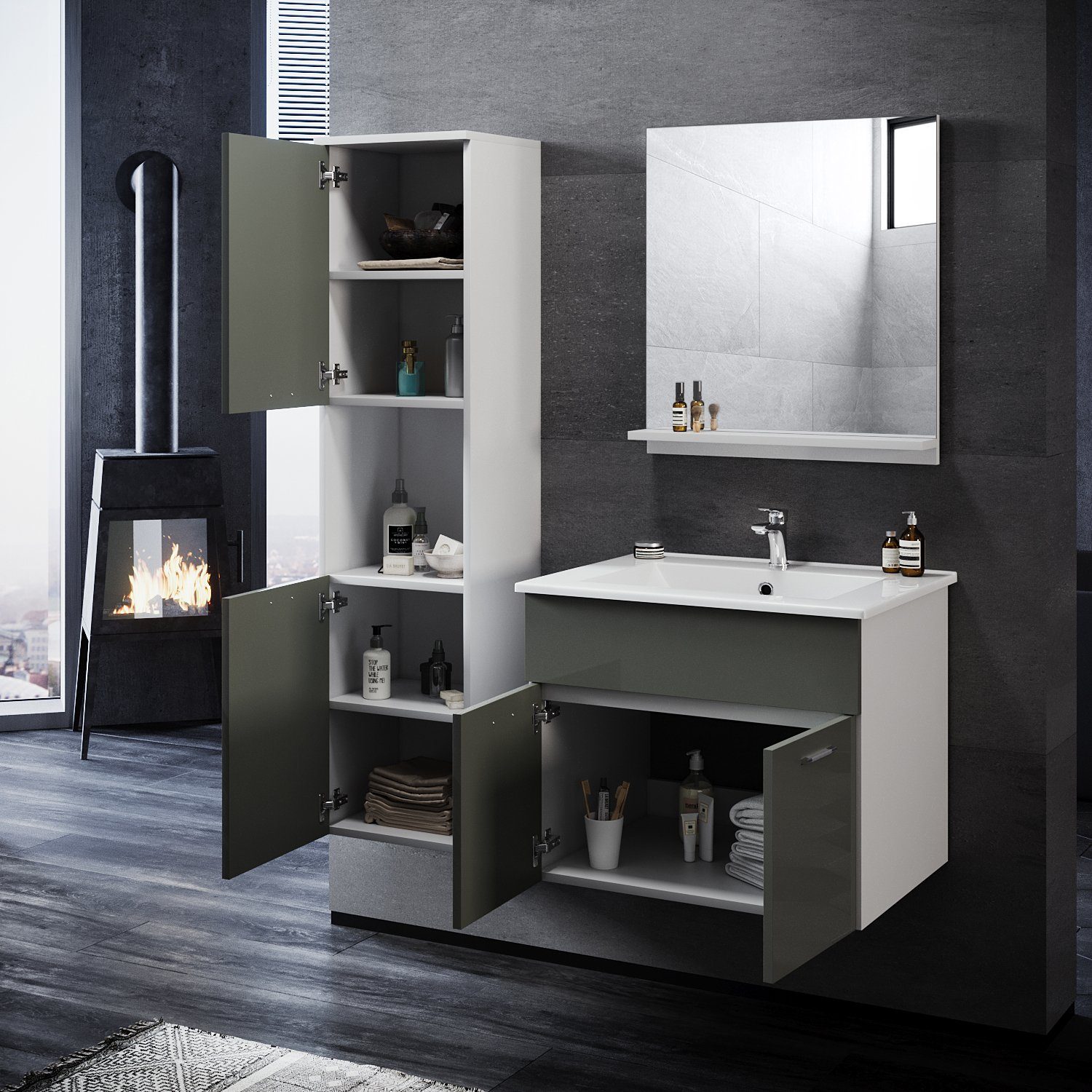SONNI Badmöbel-Set mit Waschbecken mit Unterschrank günstig online kaufen