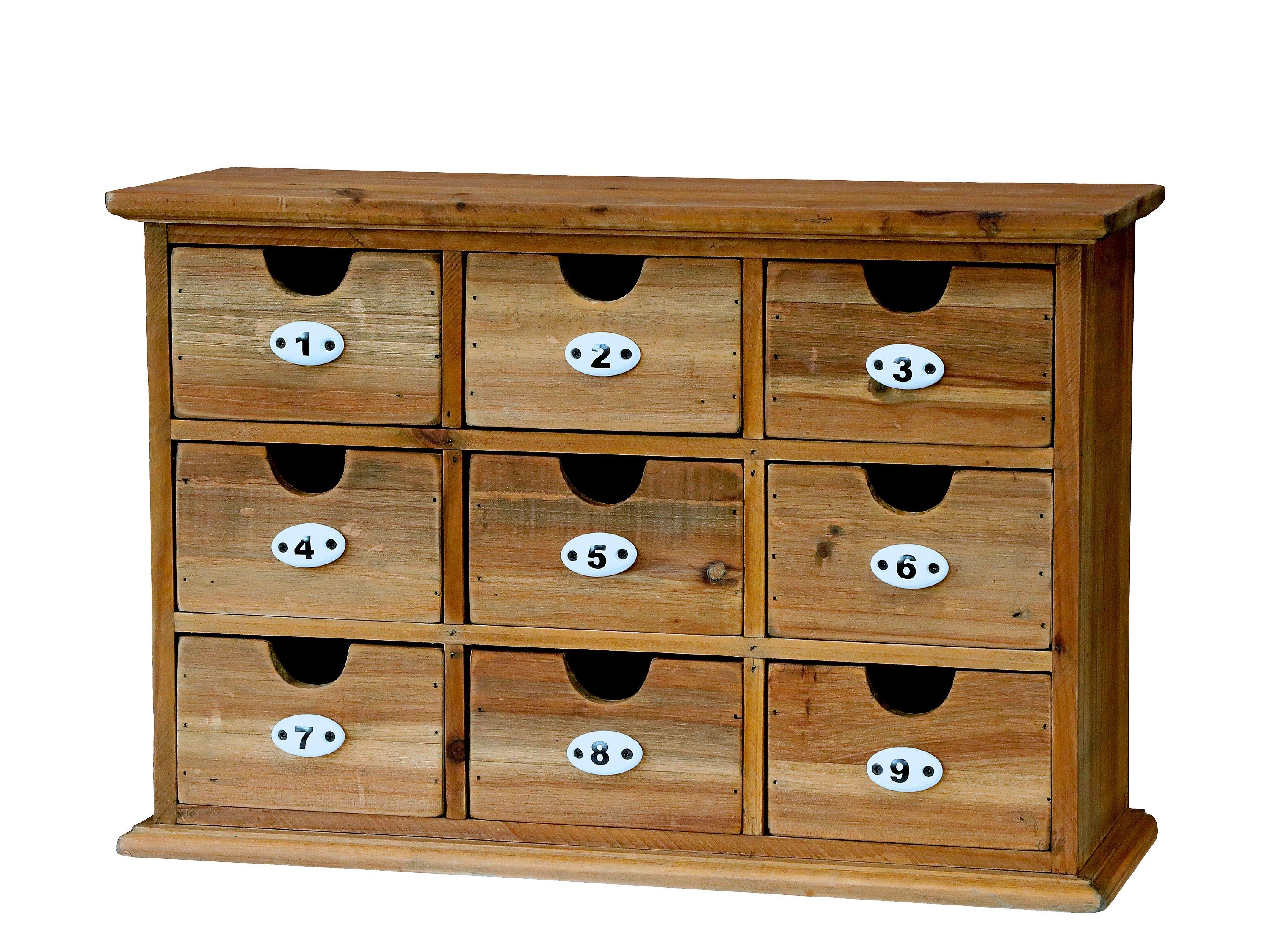Schubkastenkommode Chic Antique Sortierregal mit 9 Schubladen Ablage Schrank Holz
