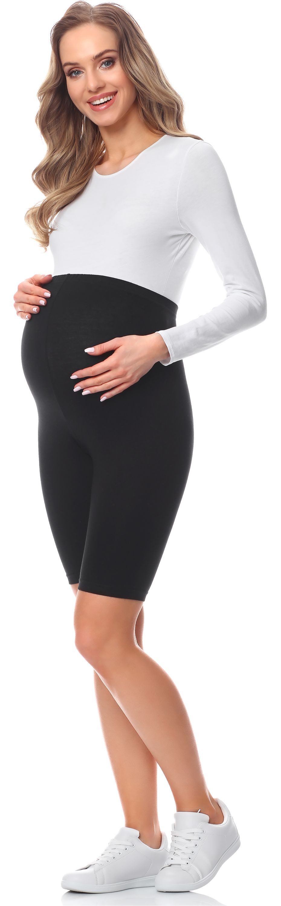 Be Mammy Umstandsleggings Kurze Umstandsleggings aus Baumwolle BE20-228 (1-tlg) elastischer Bund