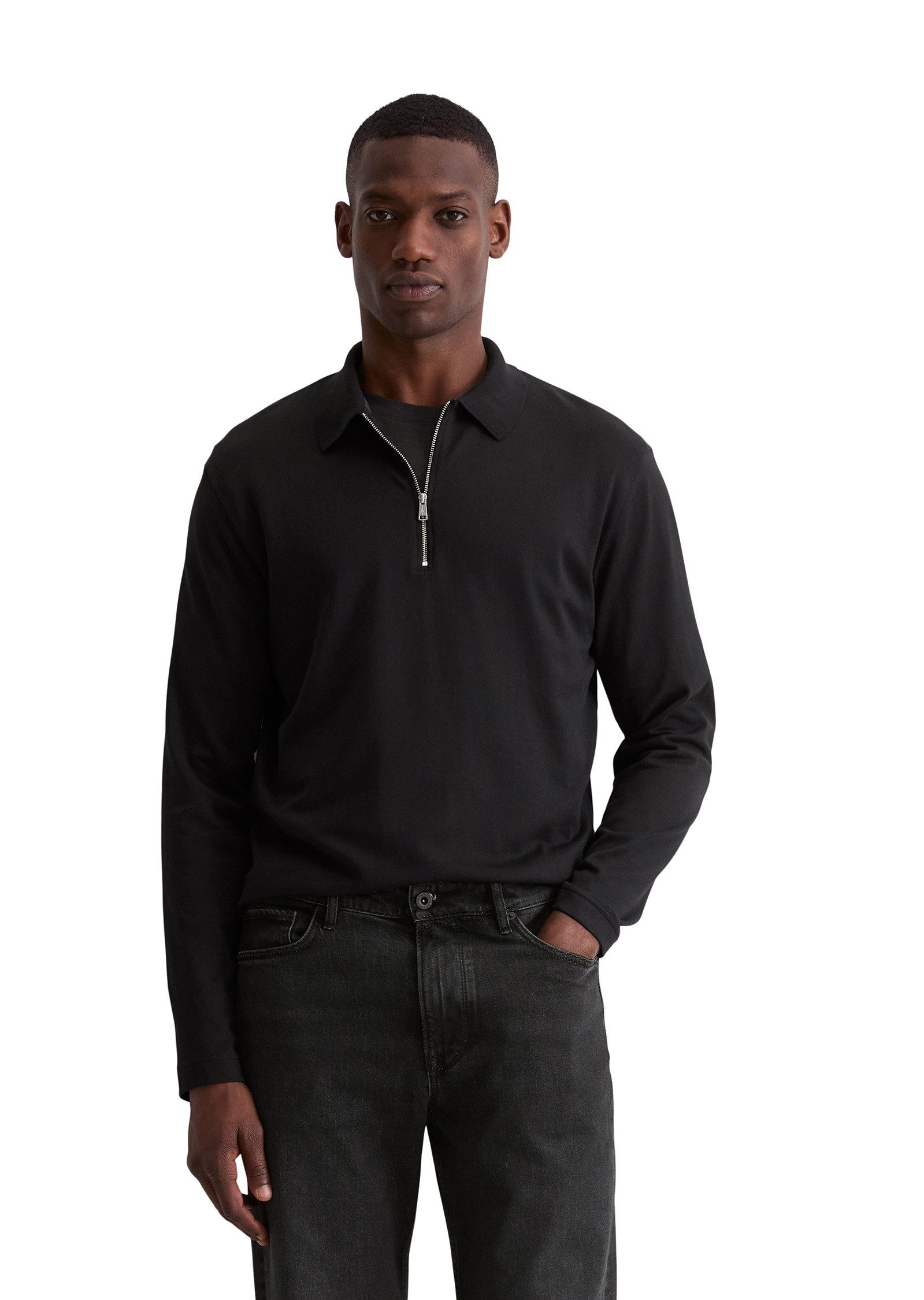 Marc O'Polo Langarmshirt mit Flachstrickkragen günstig online kaufen