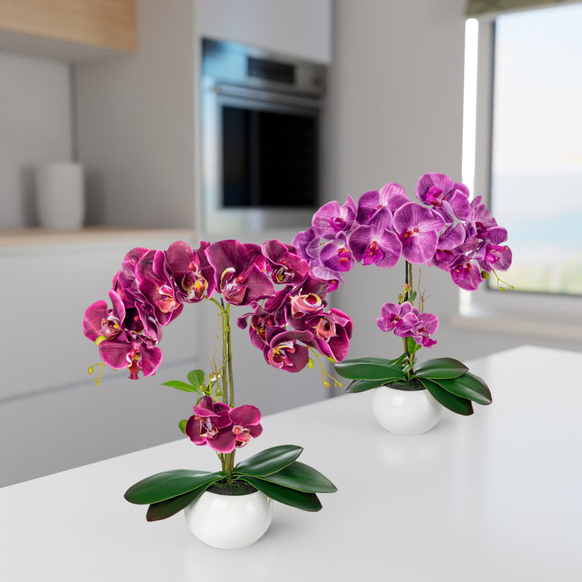 Kunstorchidee PASCH® Orchidee künstlich wie echt (40cm) in Hochglanz-Keramiktopf Orchidee, PASCH