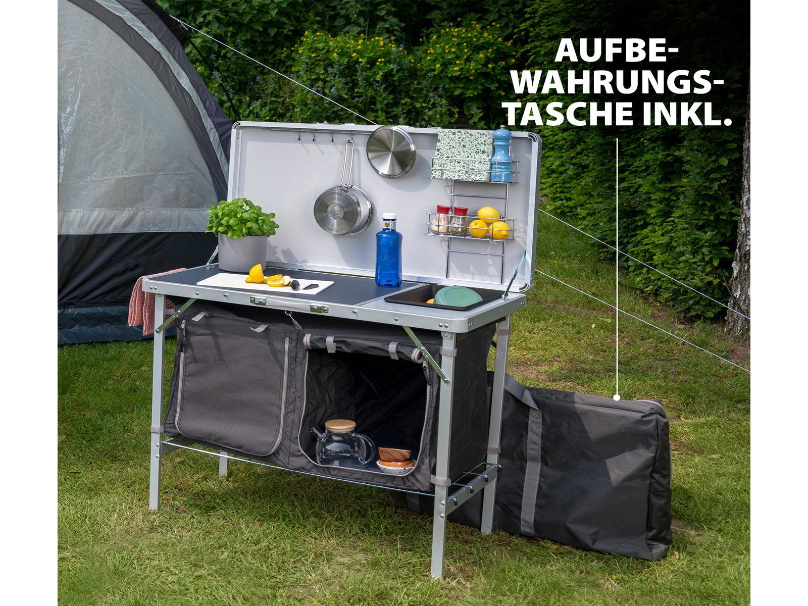 Campart Spülenschrank mobile faltbar Küche Küchenschrank Spüle Outdoor mit Camper Küchenbox