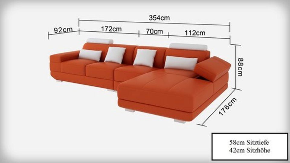 Eck Ecksofa, Design JVmoebel Couch Moderne Leder Wohnlandschaft Polster Sofas Sitz
