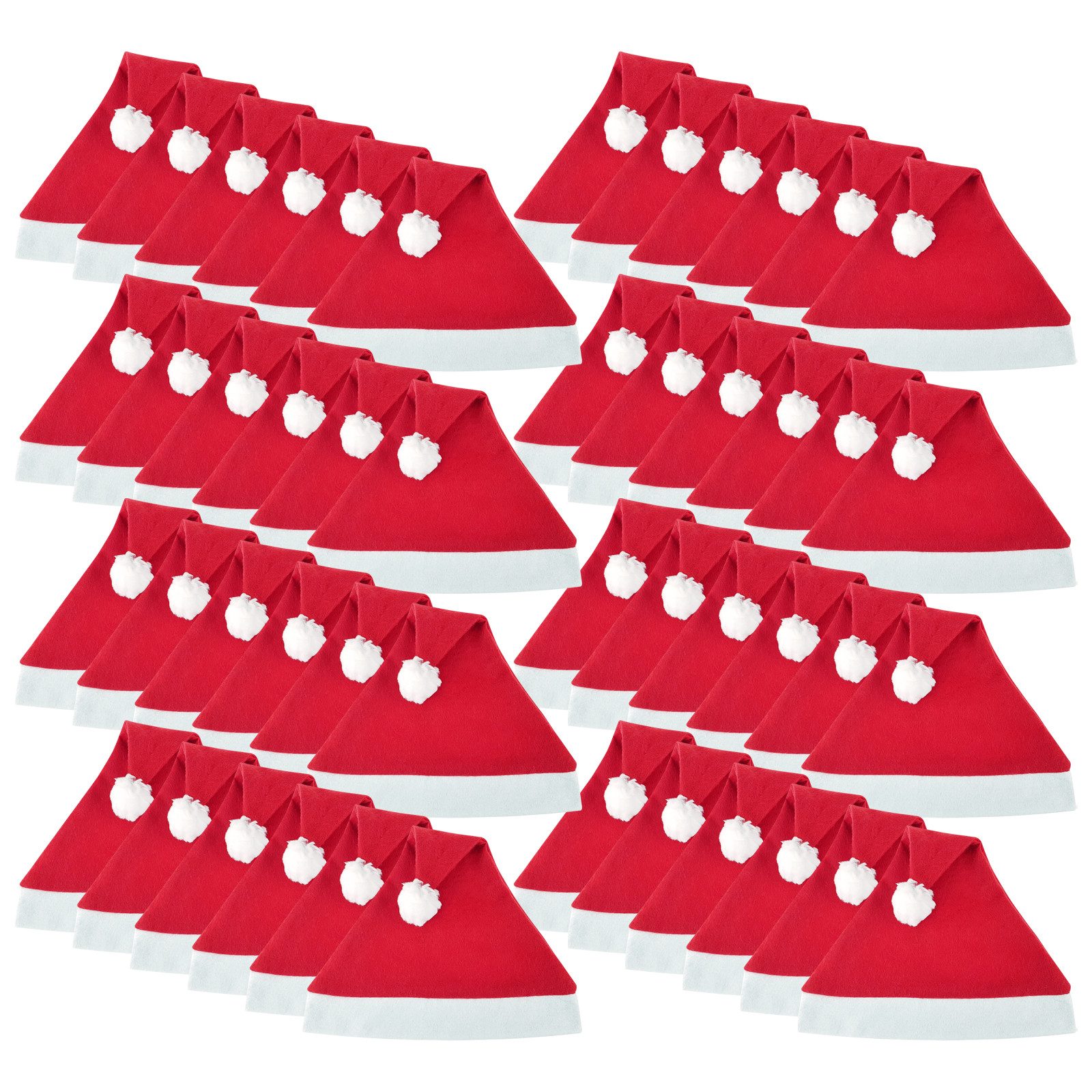 Wellgro Bommelmütze 48 Weihnachtsmützen mit Bommel - 30 x 30 cm (BxH), Einheitsgröße