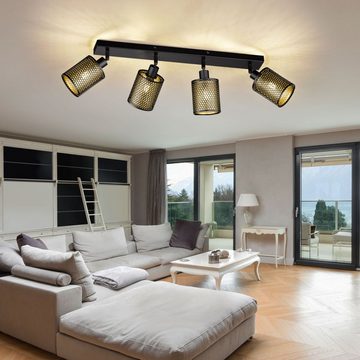 WOFI LED Deckenleuchte, Leuchtmittel nicht inklusive, Deckenstrahler Deckenleuchte Wohnzimmerlampe, 4-flammig, Gitterdesign
