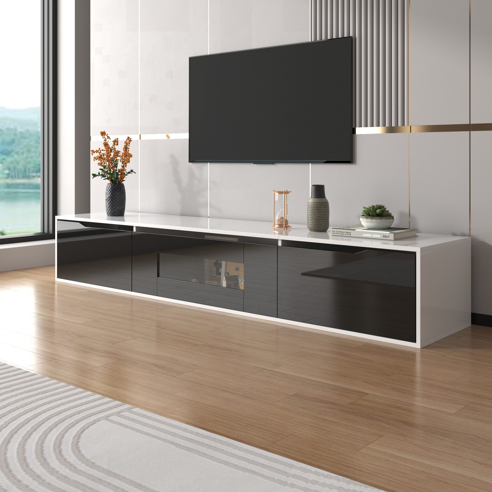 HAUSS SPOLE TV-Schrank Hochglanz, mit farbwechselnder LED-Beleuchtung, Schw günstig online kaufen