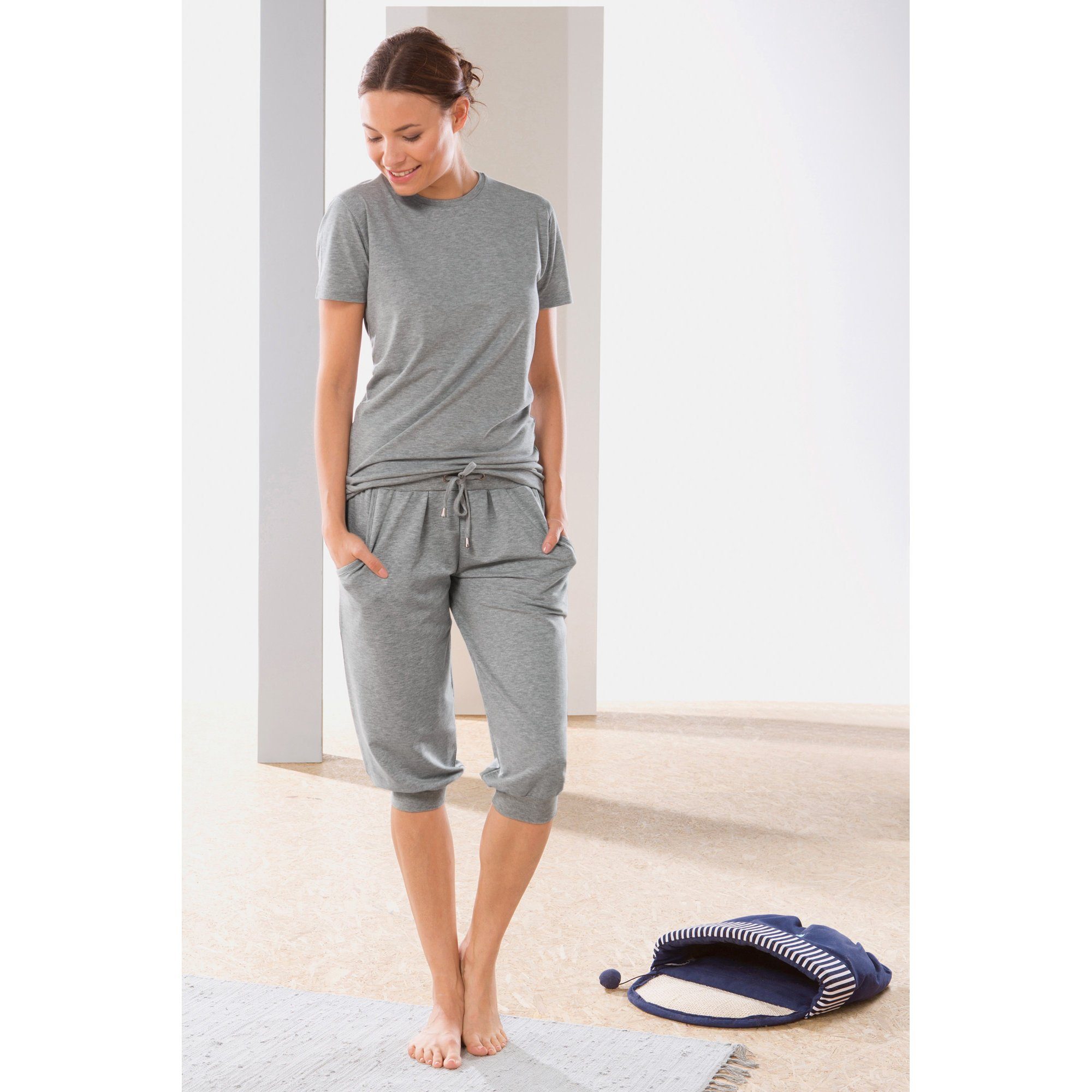 Erwin Müller Jogginghose Damen-Caprihose Uni