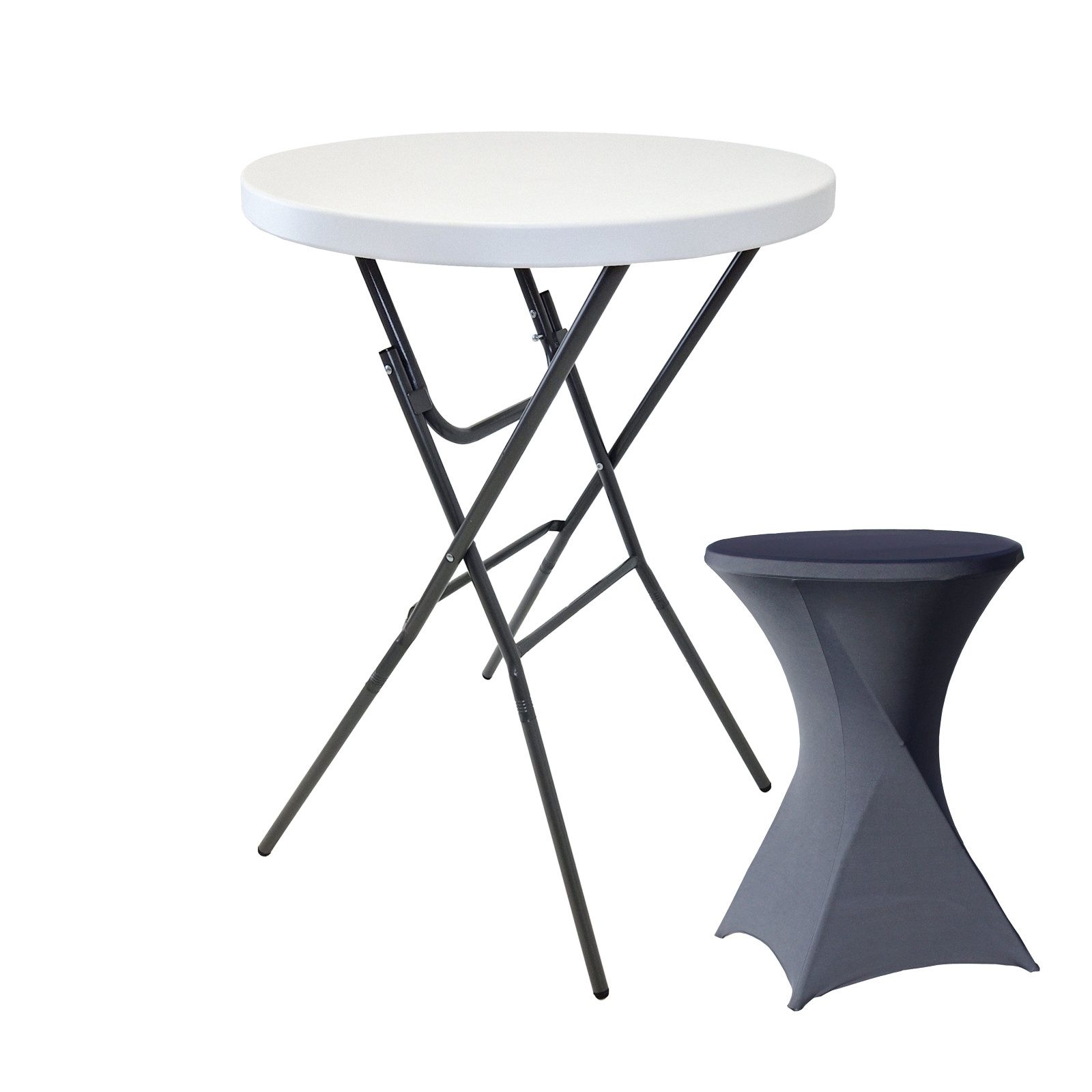 TRUTZHOLM Stehtisch Bistrotisch mit Husse Partytisch klappbar Ø 80 cm Höhe 110 cm