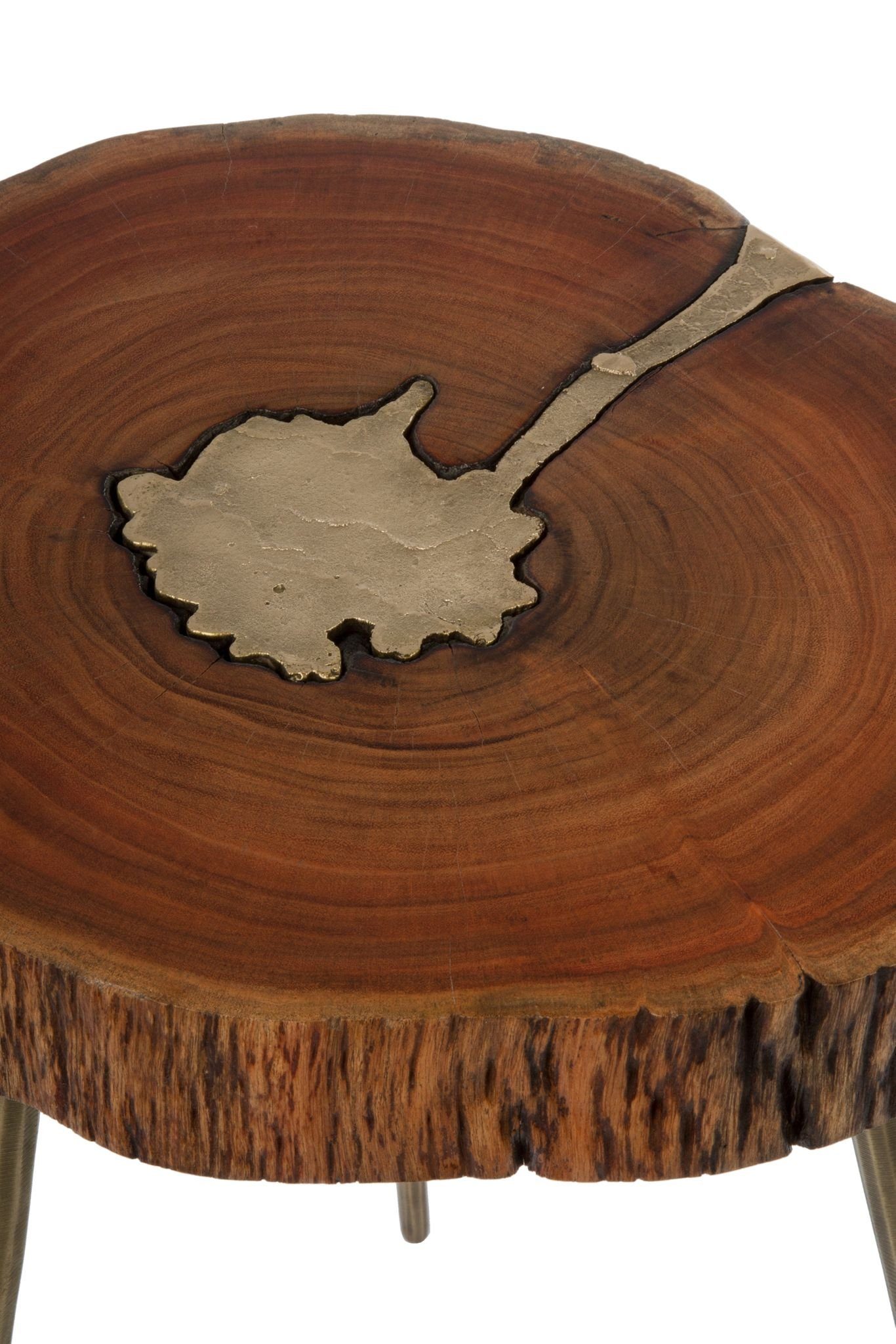 Holz Couchtisch Ablage: elbmöbel mit rustikal Messingfüllung messing cm 28x46x36 Beistelltisch Beistelltisch (FALSCH),