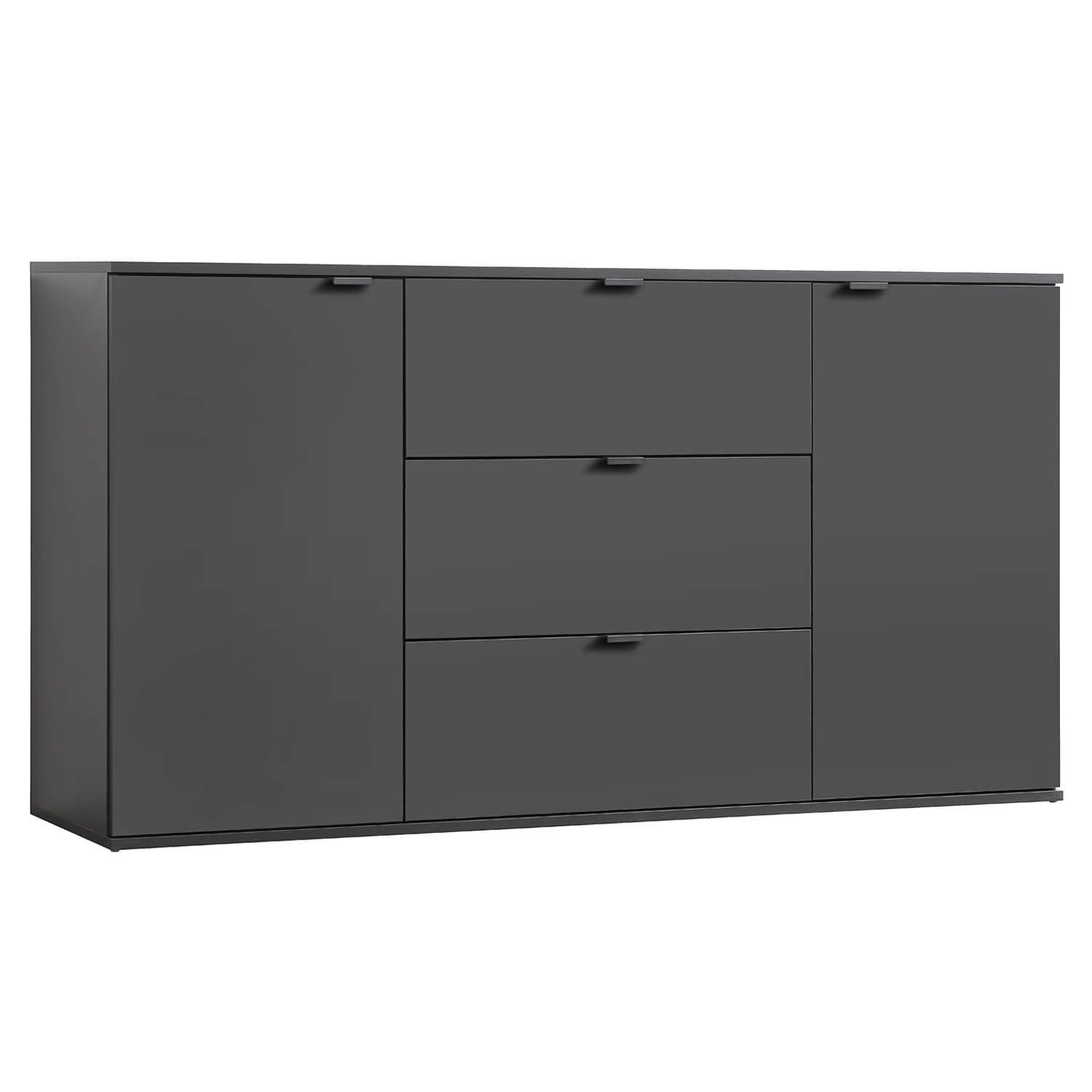 mokebo Sideboard Die Elegante (mit Schubladen & Fächern), Kommode, Highboard oder Anrichte mit Metallgriffen in Schwarz