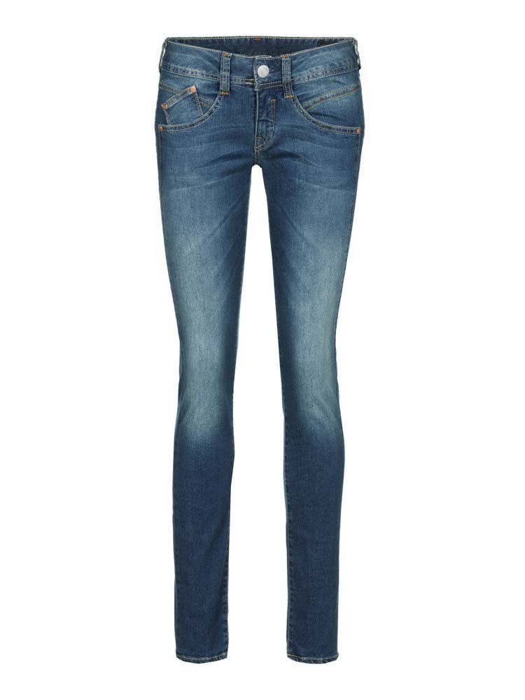 Herrlicher Stretch-Jeans Gila Slim Organic Denim Slim Jeans mit seitlichem Keileinsatz aus Candiani Denim clean