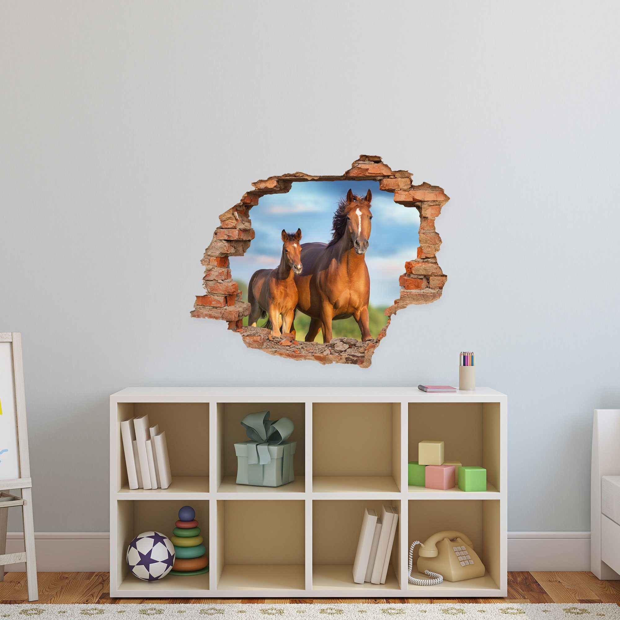 WallSpirit Wandtattoo Wanddurchbruch "Pferd mit Fohlen", günstig online kaufen