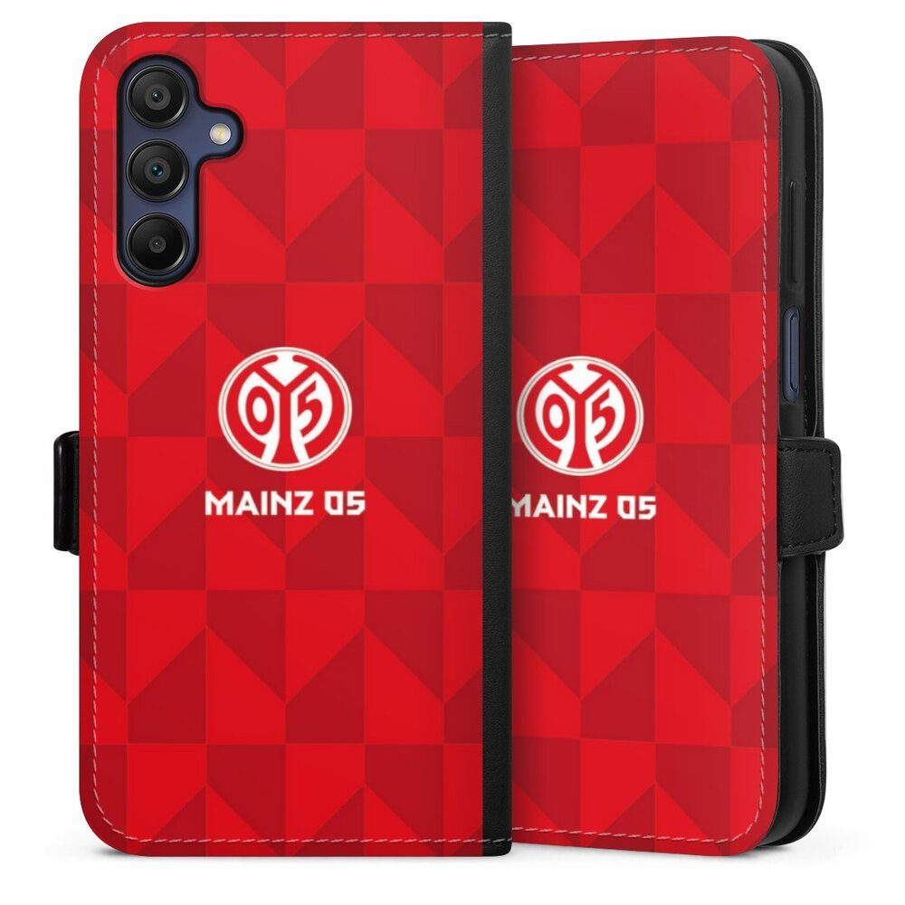DeinDesign Handyhülle Mainz 05 Offizielles Lizenzprodukt Fanartikel Rautenmuster Mainz 05, Samsung Galaxy A15 5G Hülle Handy Flip Case Wallet Cover