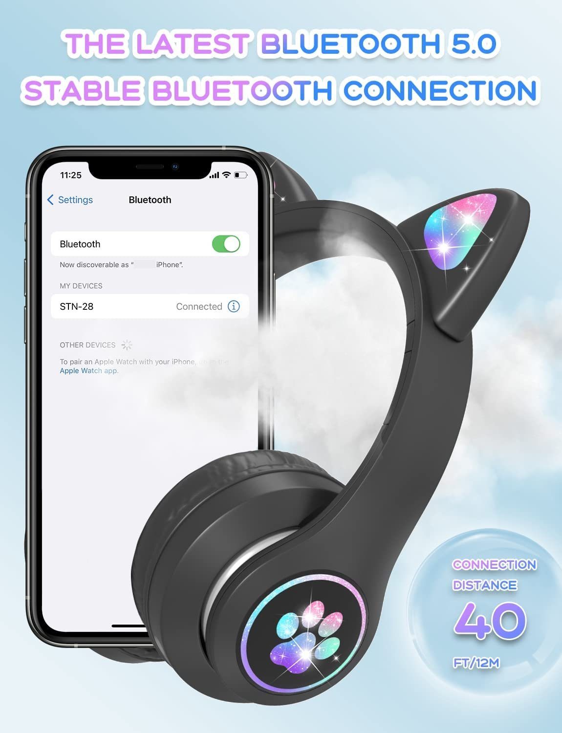 DOPWii Bluetooth (bluetooth) Kopfhörer Kinder,Faltbar(Geräuschunterdrückung,Anruff) Kopfhörer Schwarz