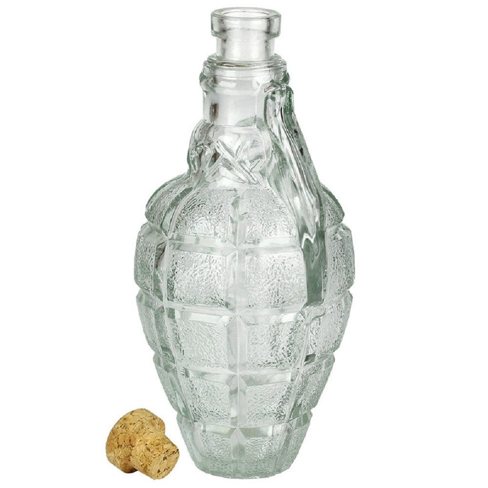 Barbuzzo Karaffe Granate, (mit Kork Verschluss, 1-tlg., für ca. 500 ml), Flasche, Decanter, Glas, transparent, ca. Ø 10 x 21 cm