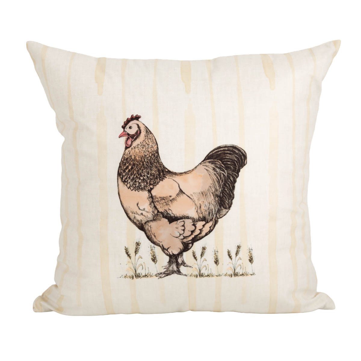 Clayre & Eef Dekokissen Kissenhülle Hahn Streifen Landhaus beige gelb 45x45 cm