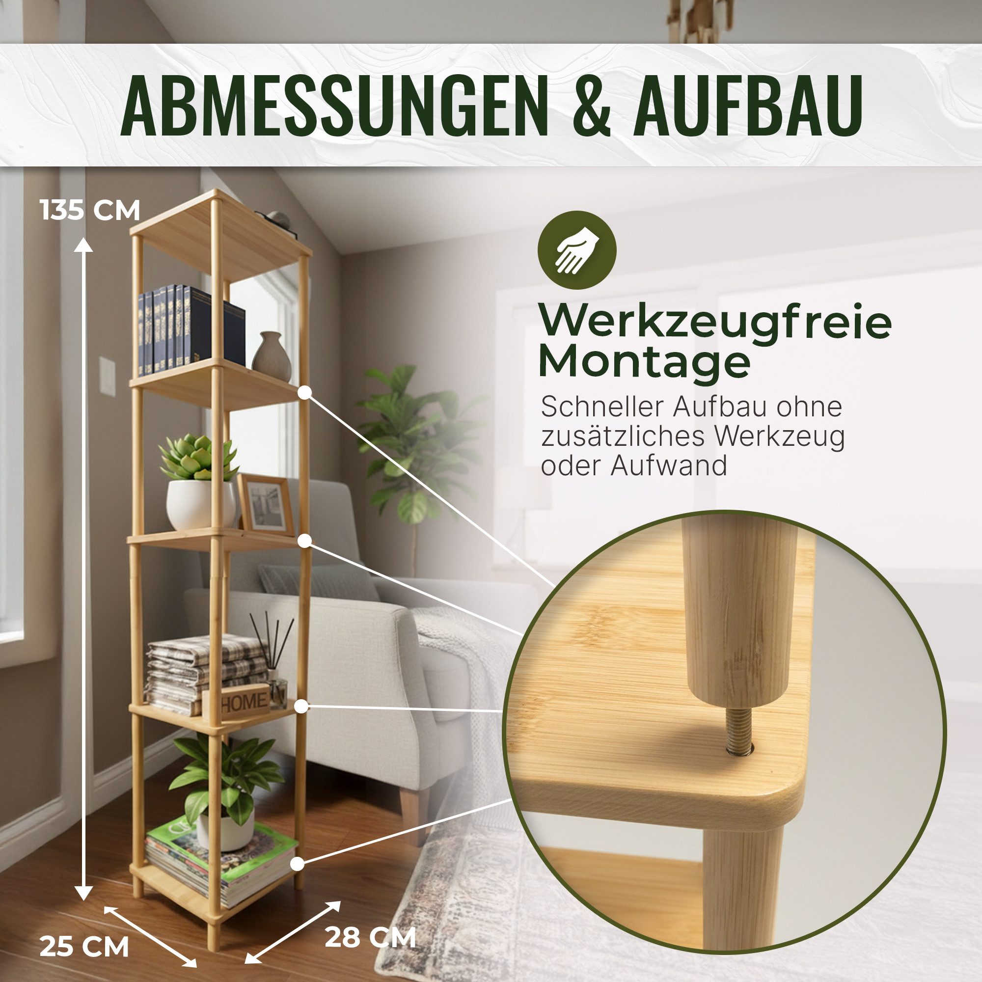 Allyson Badregal Mehretagen Bambusregal - Standregal Schmales Badezimmerreg günstig online kaufen