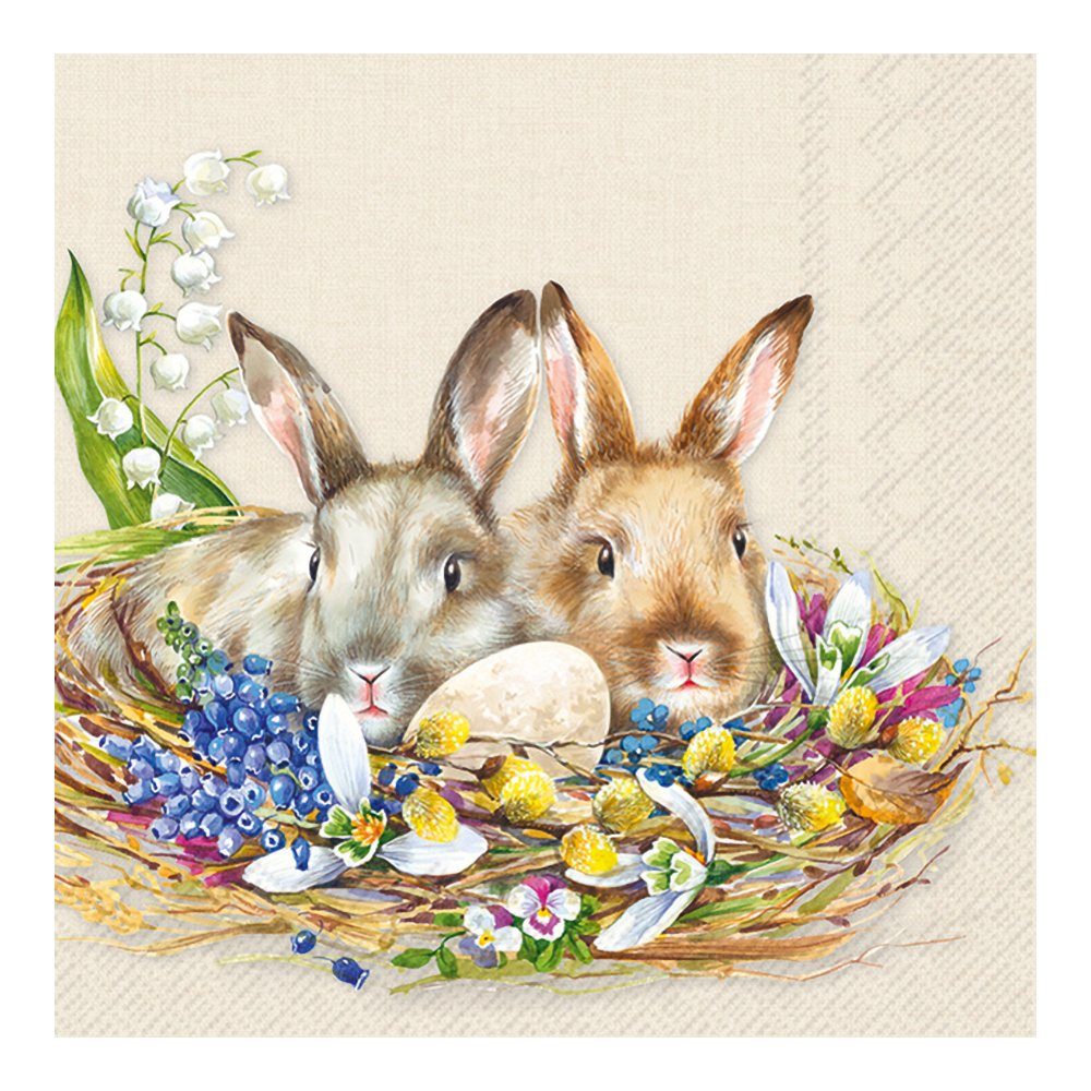 IHR Papierserviette Kuschelhasen, (20 St), 33 cm x 33 cm