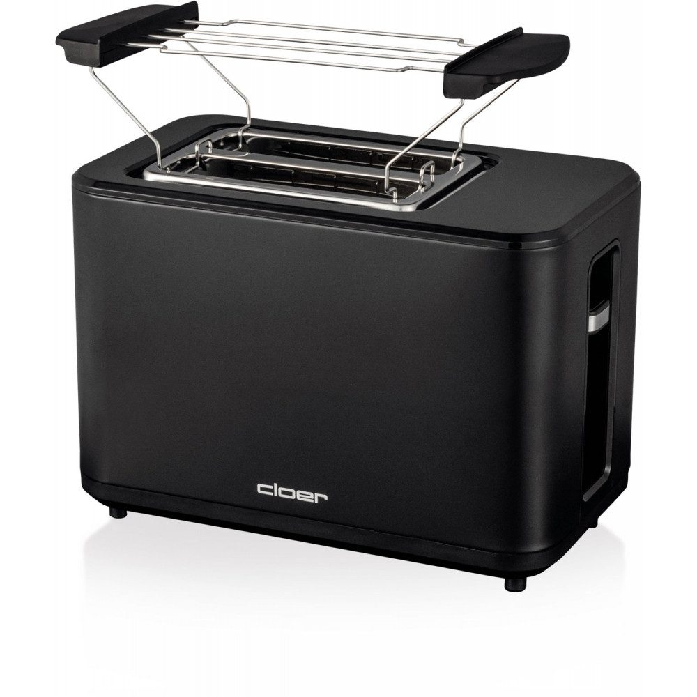 Cloer Toaster Cloer 3930 Toaster mattschwarz 2-Scheiben-Toaster, Toaster, für Brötchen-Aufsatz separat