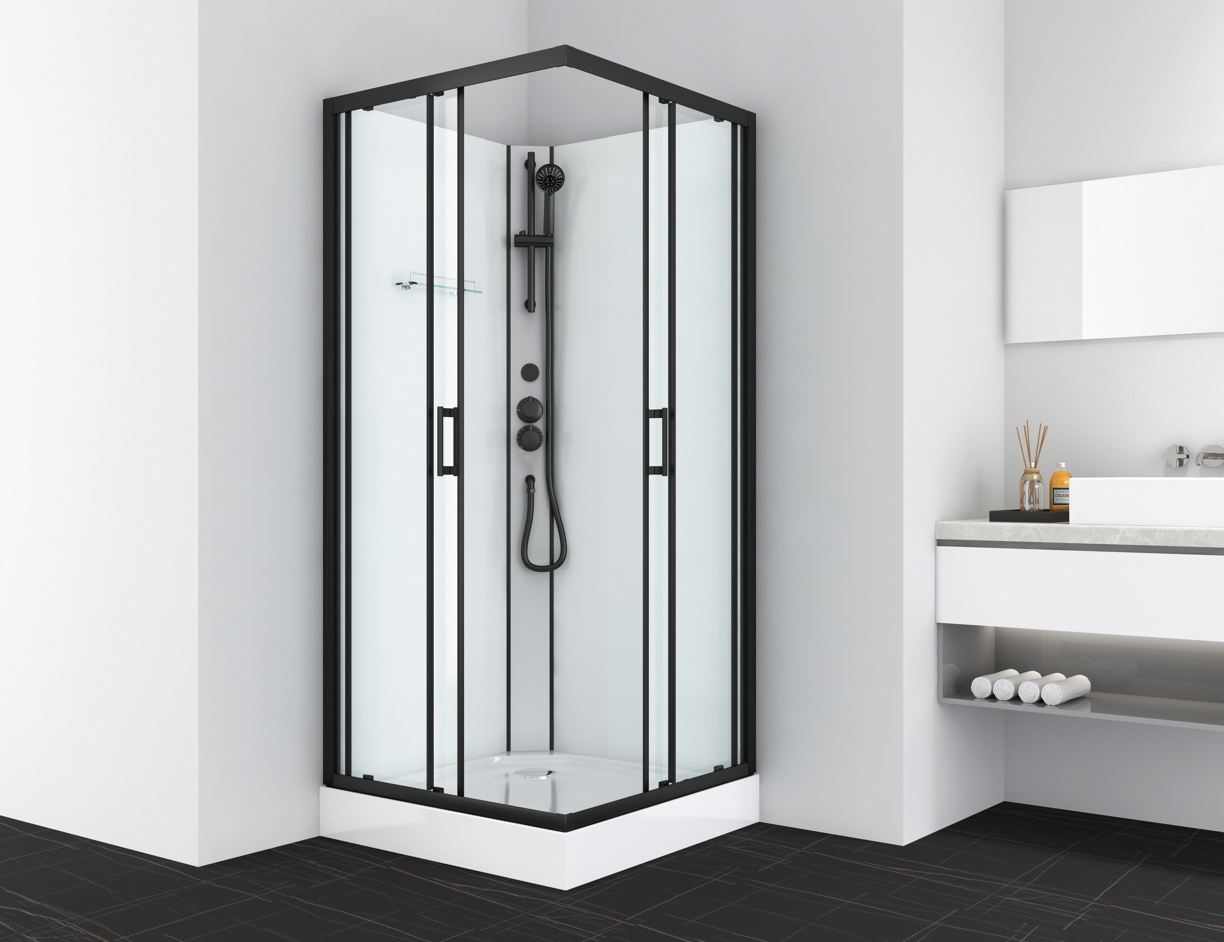Sanotechnik Komplettdusche DENVER, BxT: 90x90 cm, Einscheibensicherheitsglas
