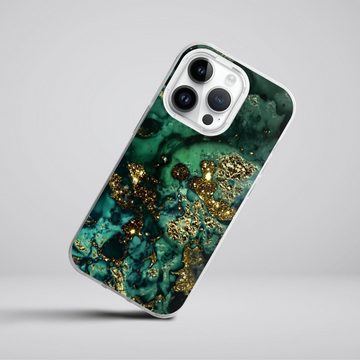 DeinDesign Handyhülle Marmor Glitzer Look Muster Cyan Glitter Marble Look, Apple iPhone 14 Pro Silikon Hülle Bumper Case Handy Schutzhülle