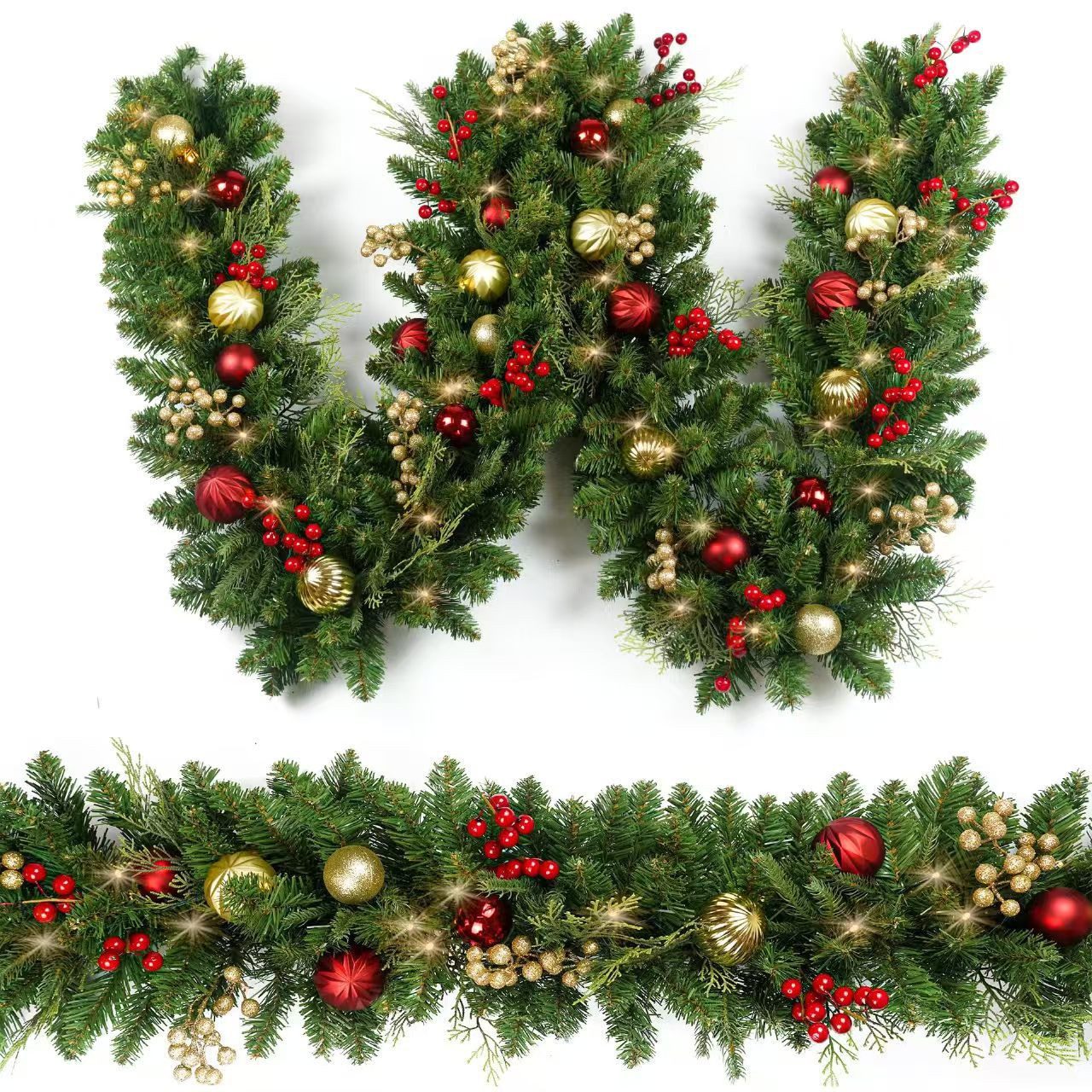 Kunstgirlande Weihnachtsgirlande Künstlicher weihnachtsgirlande geschmückt, günstig online kaufen