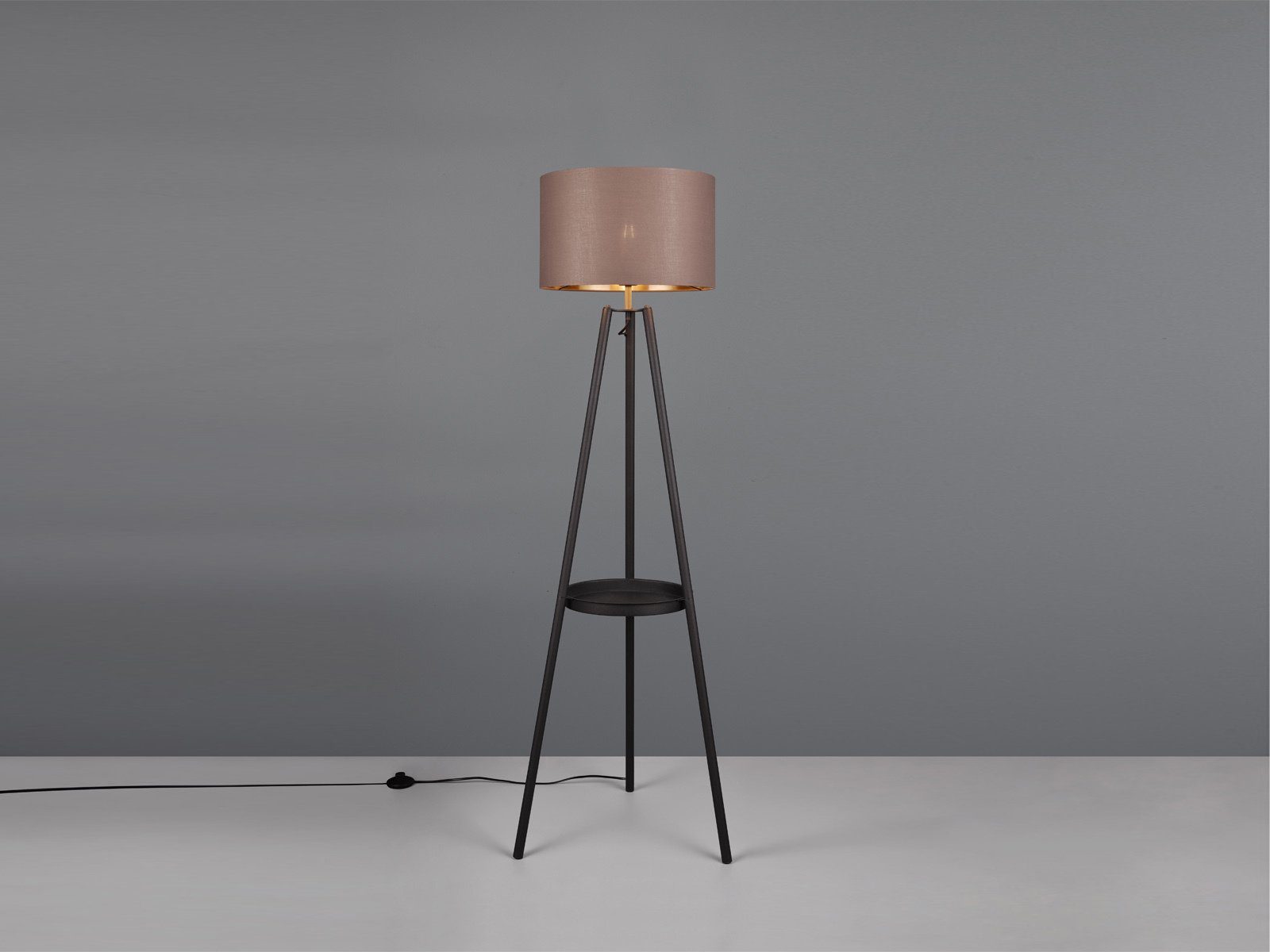Reality Leuchten LED Stehlampe, Ablagetisch, LED wechselbar, warmweiß, ausgefallen-e moderne dimmbare Tripod-lampe mit Dreibein, Höhe: 152cm