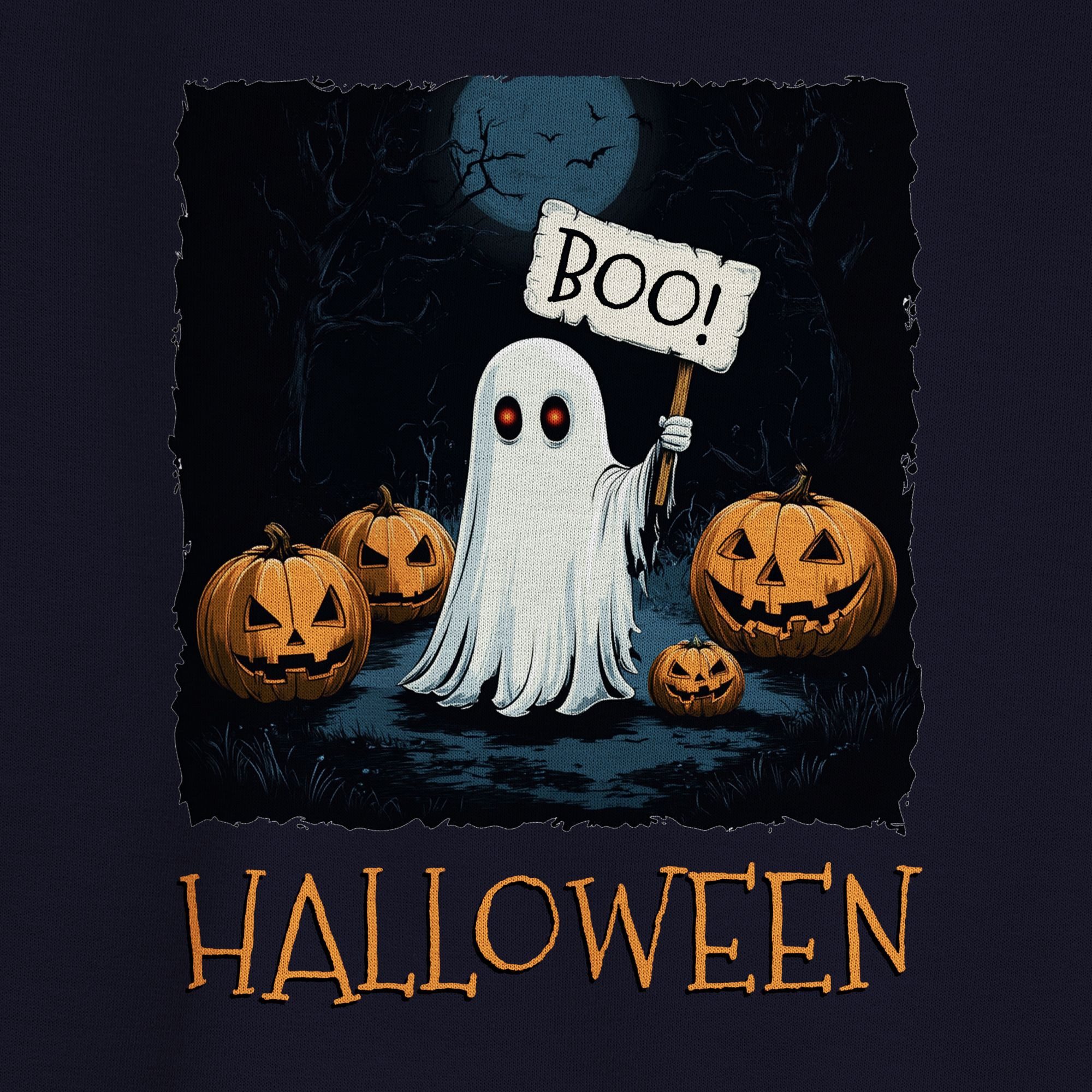 Shirtracer Sweatshirt Boo Geist Halloween I Spukwald im Vollmond I Gruselnacht, Gruslig, S (1-tlg) Halloween Kostüme Damen