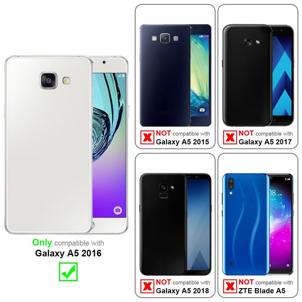Cadorabo Handyhülle für Samsung Galaxy A5 2016 Hülle Samsung Galaxy A5 2016, Hülle Schutzhülle mit Standfunktion, Magnetverschluss und Kartenfach