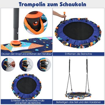 COSTWAY Fitnesstrampolin 2 in 1 Nestschaukel & Trampolin, mit 1,5m Seilen