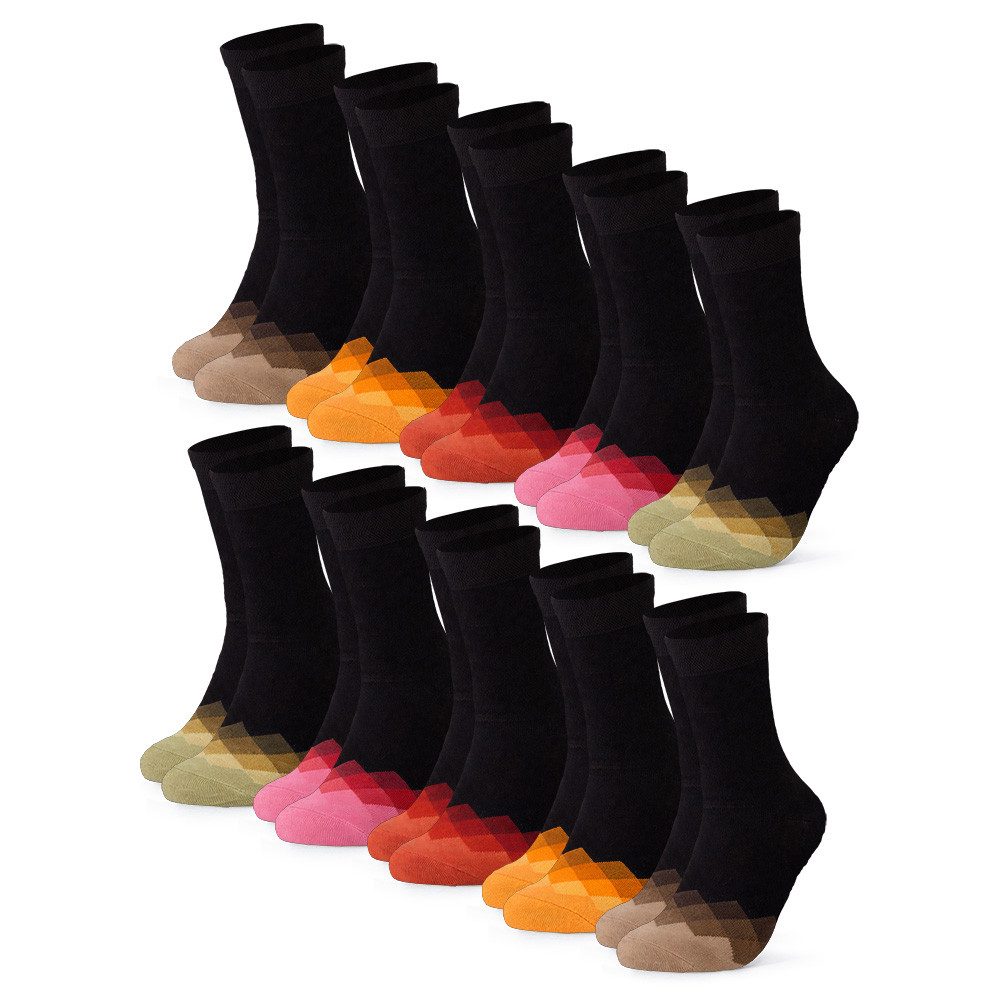OCCULTO Basicsocken Damen Bunte Socken 10er Pack (Modell: Evelin) (10-Paar)