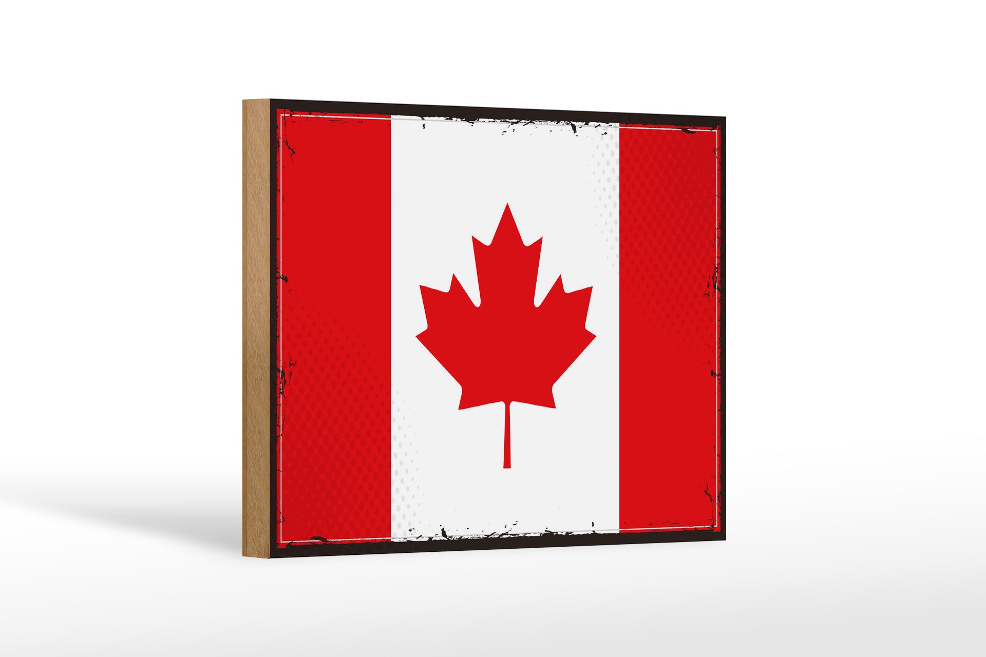 Femer GmbH Holzbild Flagge Kanadas 18x12 cm Retro Flag of Canada, Flaggen (1 St), Glatte Holzfaserplatte (MDF), vorn beschichtet