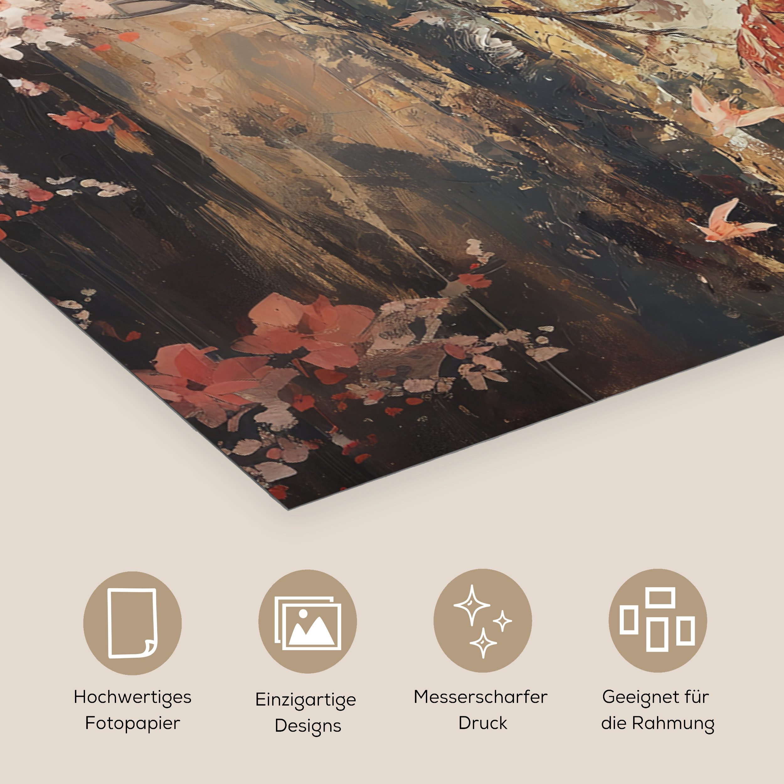 MuchoWow Poster Kimono - Frau - Kirschbäume, (1 St), Poster ohne Rahmen, Wandbild, Wandposter, 30x20 cm