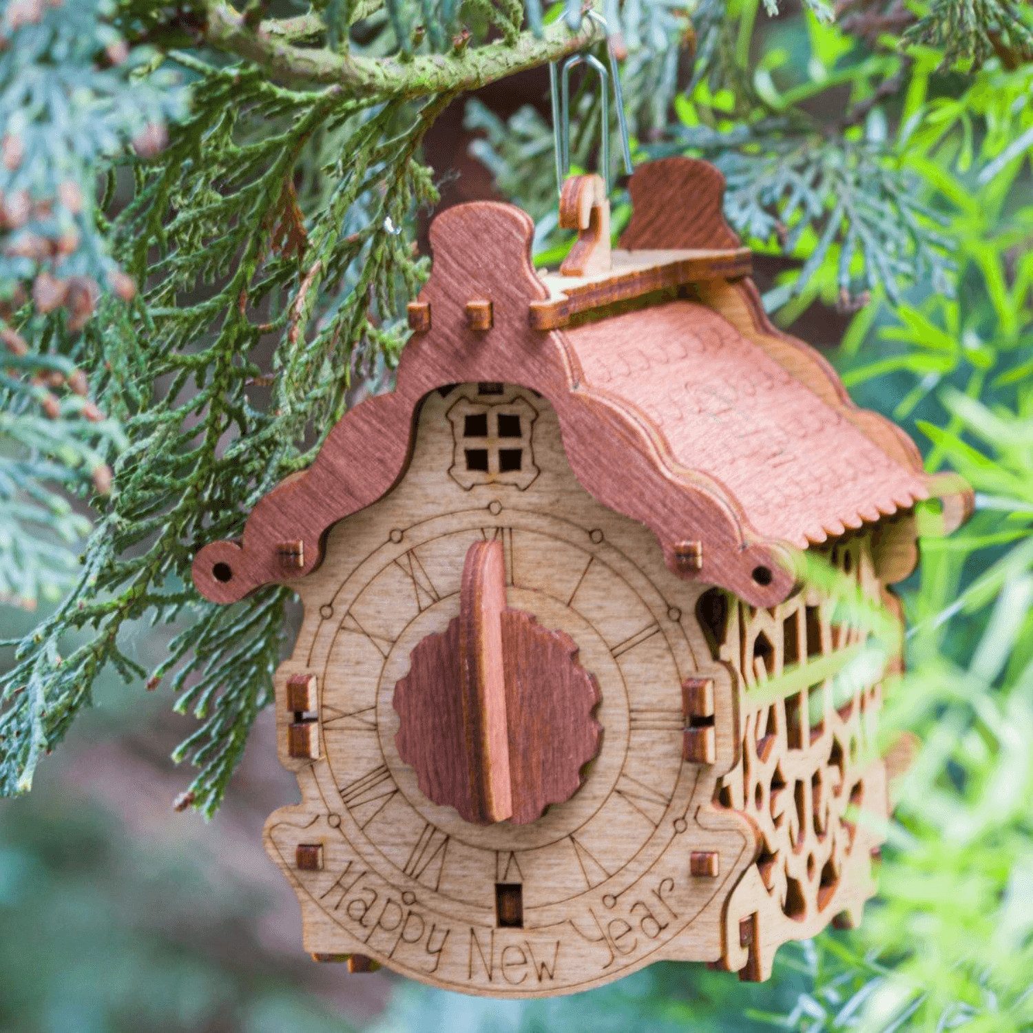 iDventure 3D-Puzzle Geschenkbox Happy New Year Rätselbox aus Holz, 21 Puzzleteile, mit Geheimfach und Rätselmechanik