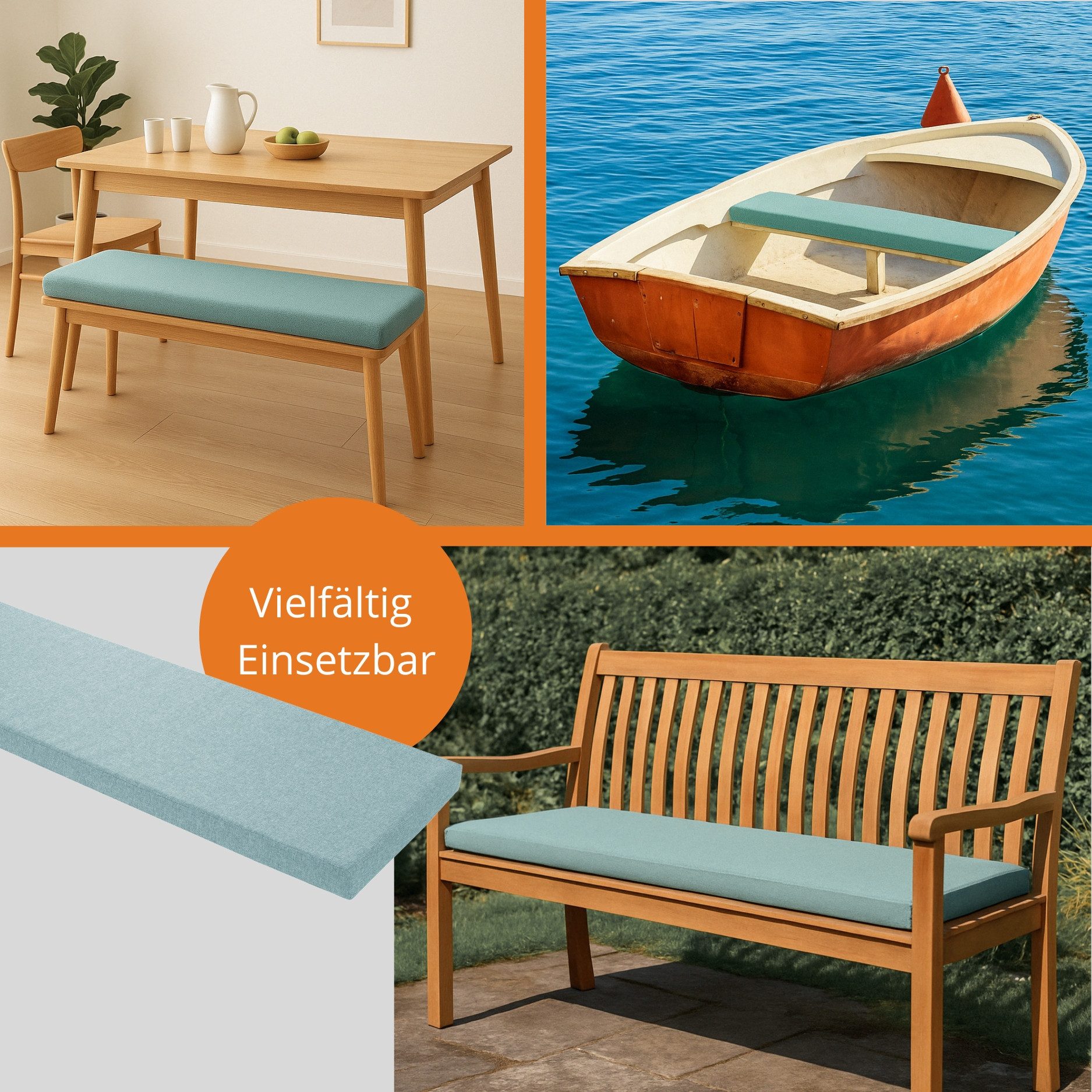 sleepling Bankauflage in 200x40 cm, 150x50 cm und vielen weiteren Größen und Farben, mit Anti-Rutsch Unterseite, aus widerstandsfähigem Sofastoff