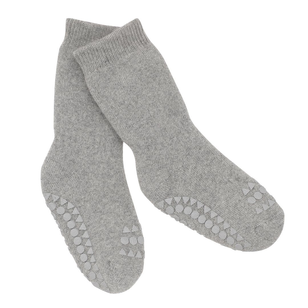 GoBabyGo ABS-Socken Kinder Stoppersocken (Grey Noppen mit Melange) Rutschfeste Gummi Socken antirutsch Baby - Krabbel Strümpfe - Kleinkinder