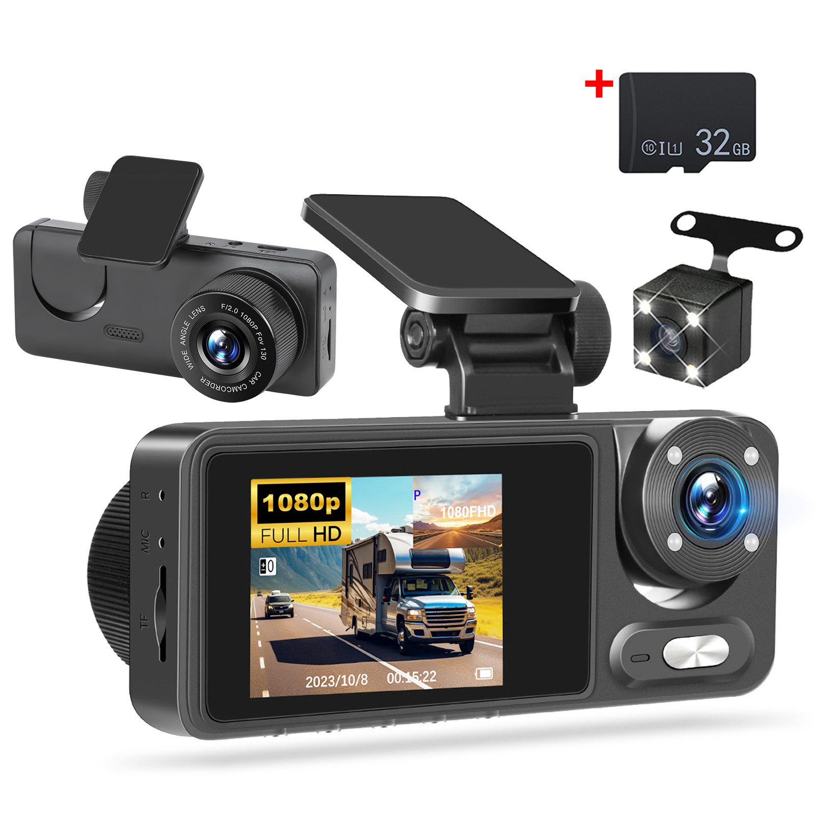 Dashcam Auto 1080P Full HD Autokamera mit Nachtsicht und G-Sensor Dashcam