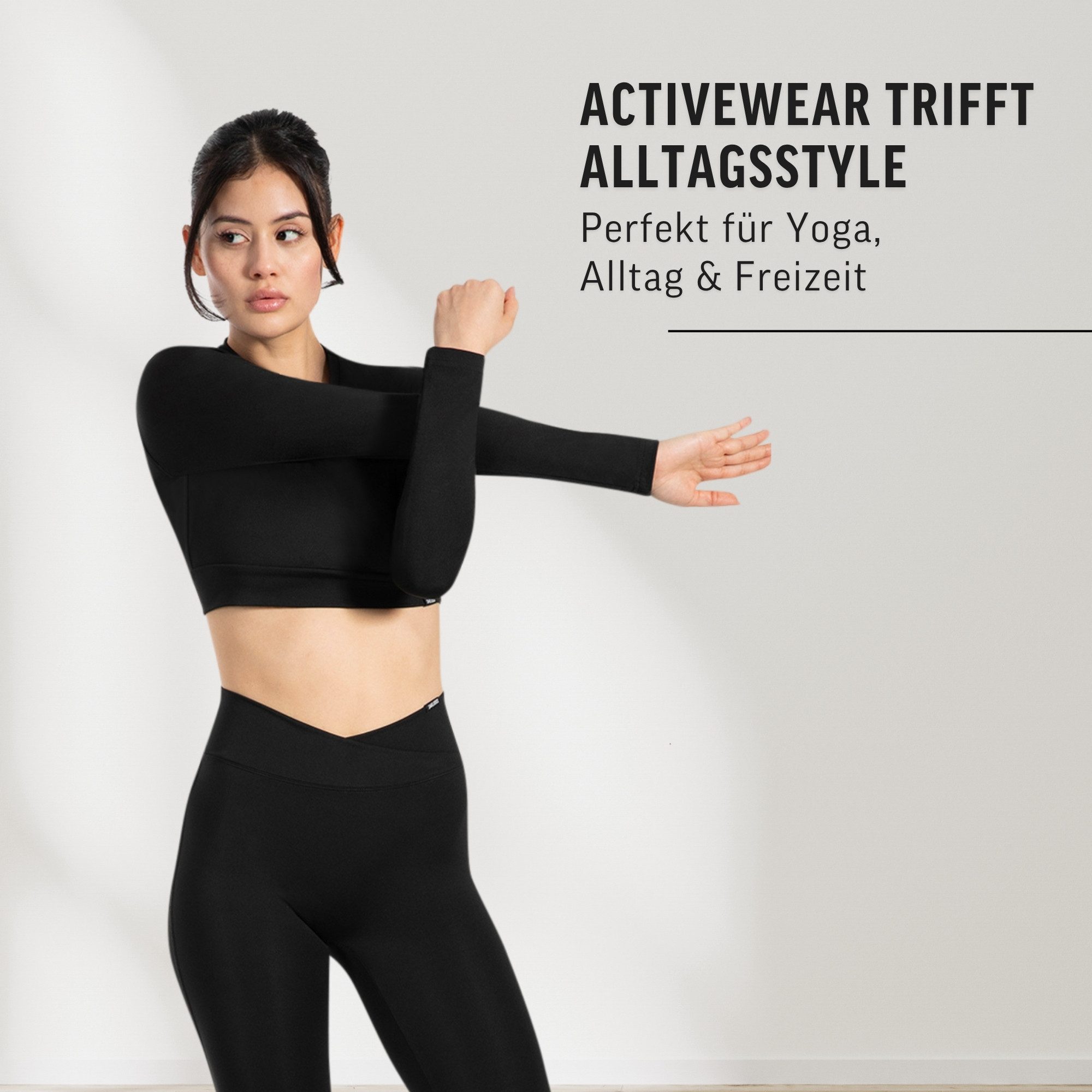 Smilodox Longsleeve Tisha, Cropped Sportshirt, Funktionsshirt elastisches Unterbrustbund Bequemes Langarmshirt, Rundhals, Alltag Fitness Yoga Layering