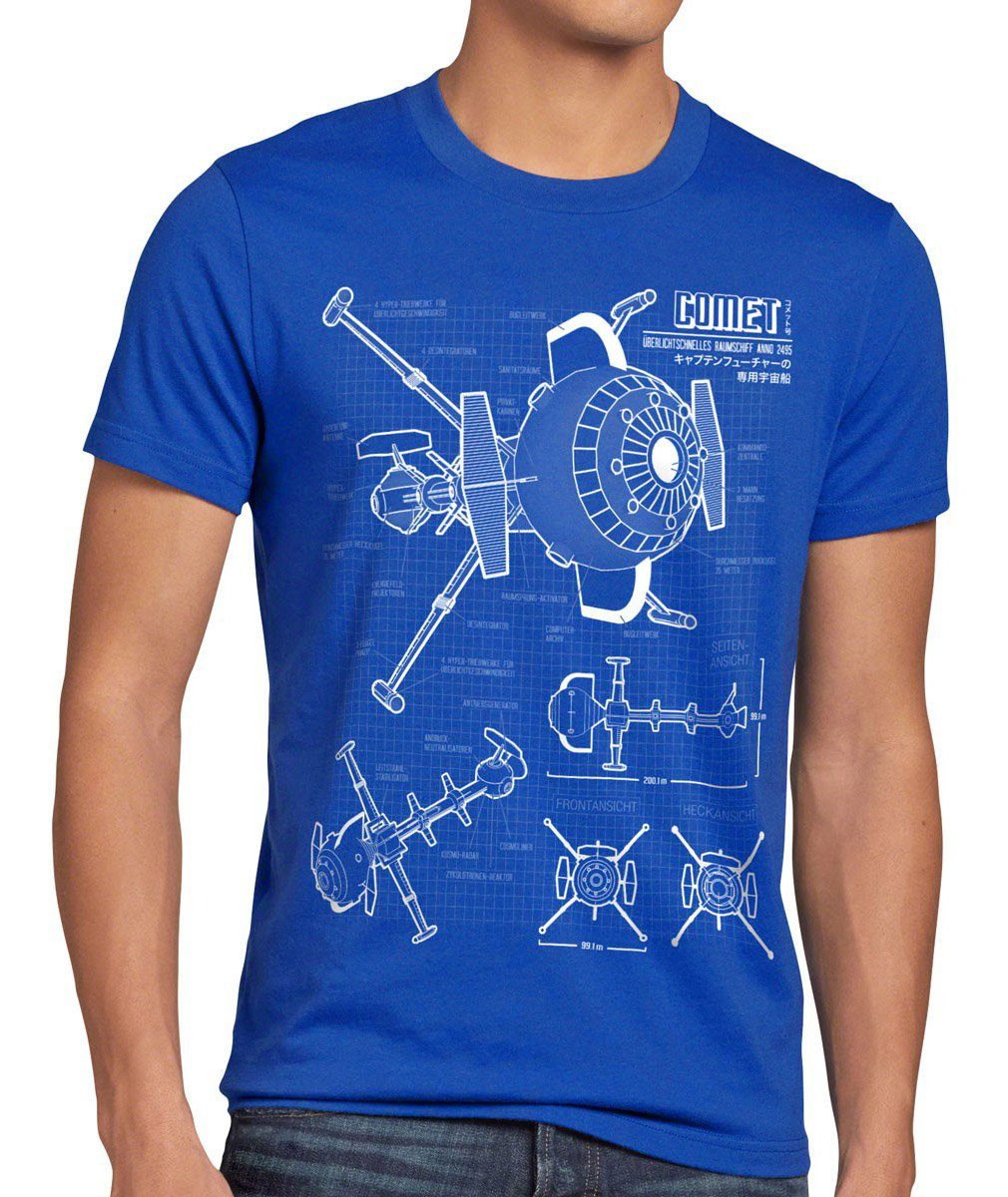 TV Future blau Science T-Shirt Herren Anime Serie Print-Shirt Comic style3 Comet Fiction blu-ray Captain