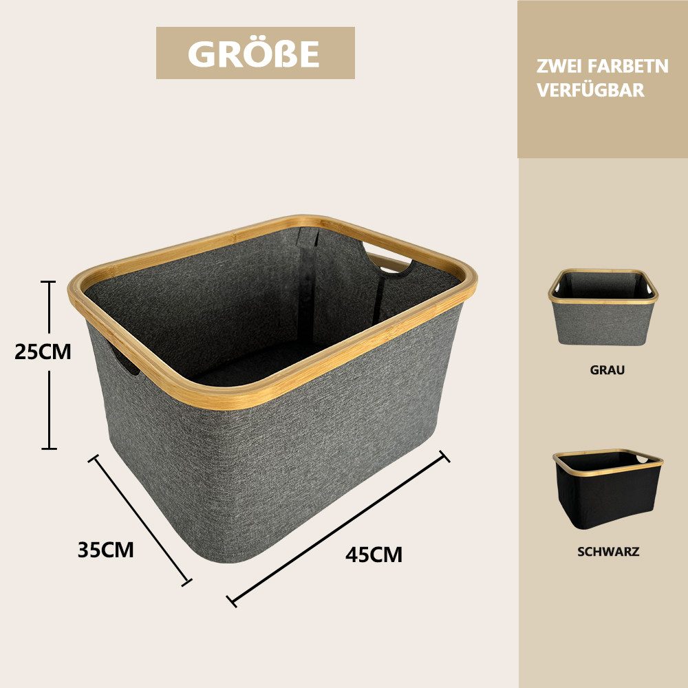 WAOHO Wäschekorb Wäschekorb faltbar Bambus Aufbewahrungskorb Aufbewahrung 4 günstig online kaufen