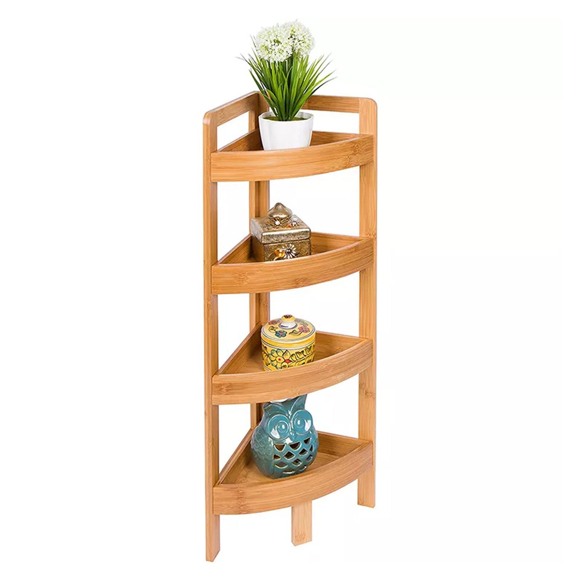 AD.CON Badregal Bambus Badregal mit 4 Ablagen Eckregal für Badezimmer Stand günstig online kaufen